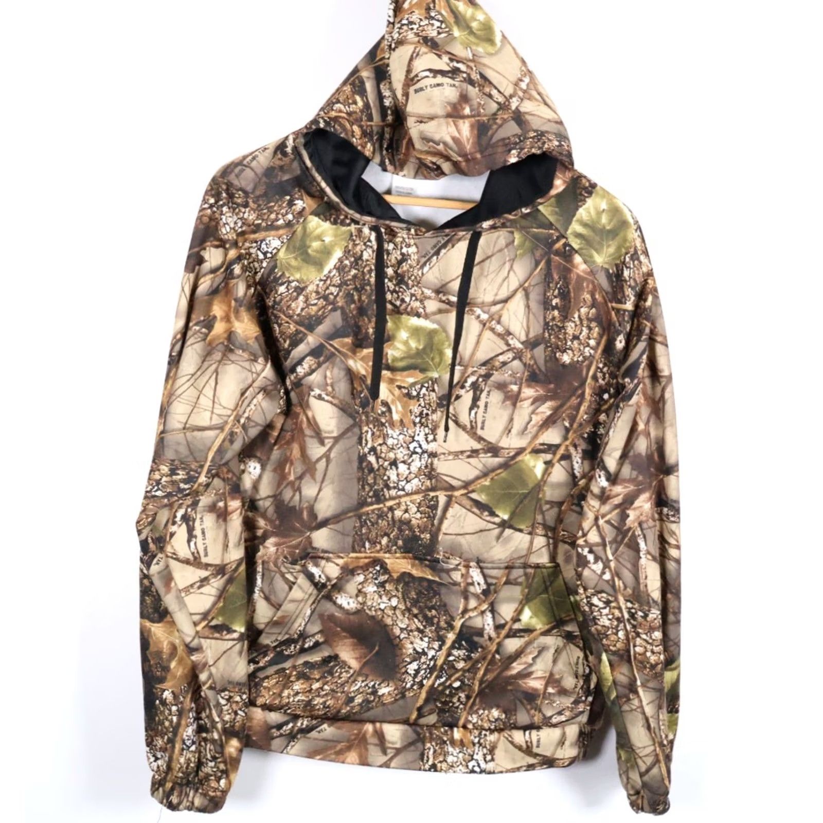 Vintage Burly Camo Hoodie Men Medium Brown Camouflage Drawstring Pullover Sweatshirt Size US M / EU 48-50 / 2 - 2 Thumbnail