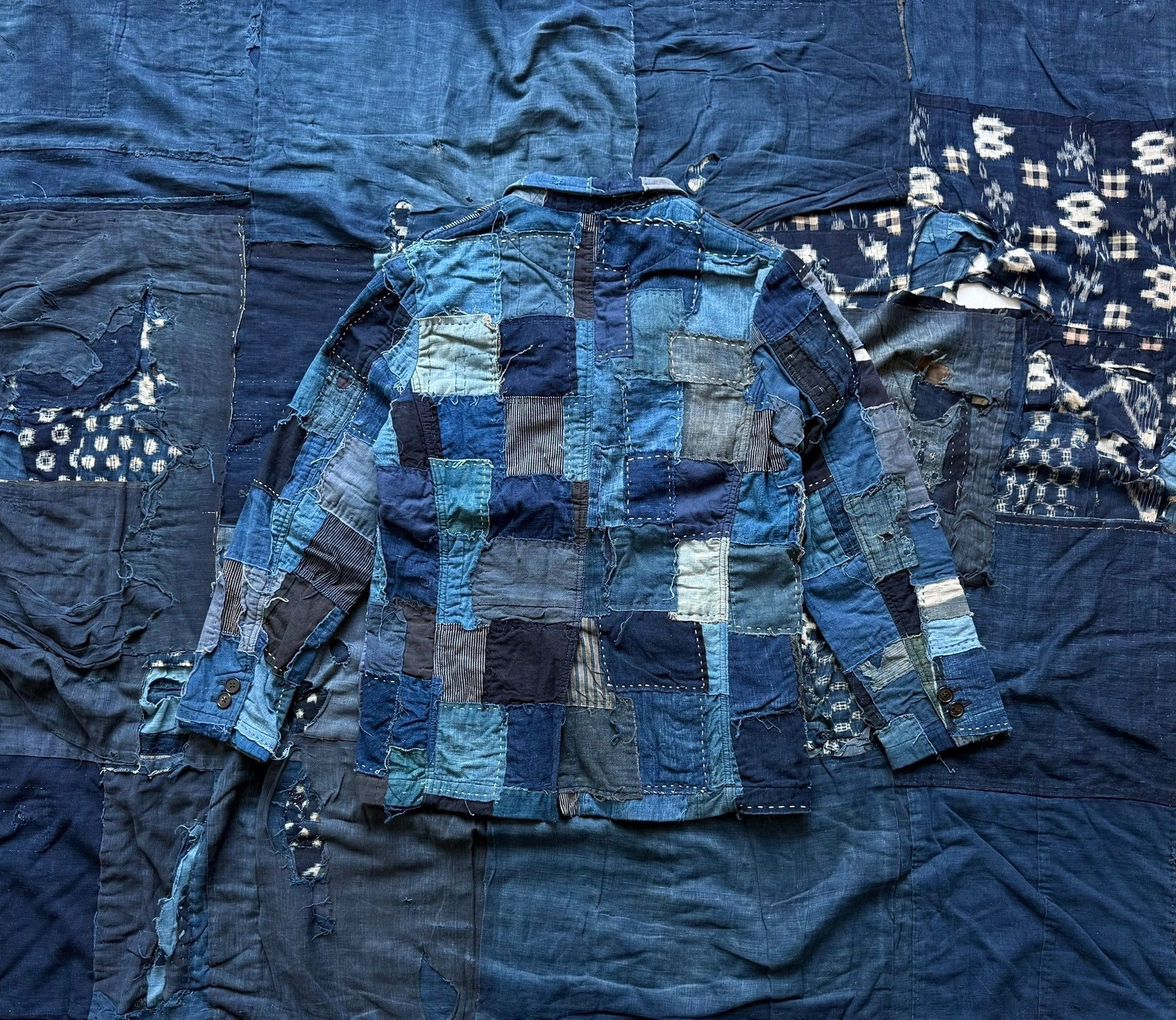 KUON Kuon 22AW Distressed Sashiko Patchwork Blazer Size US M / EU 48-50 / 2 - 4 Thumbnail