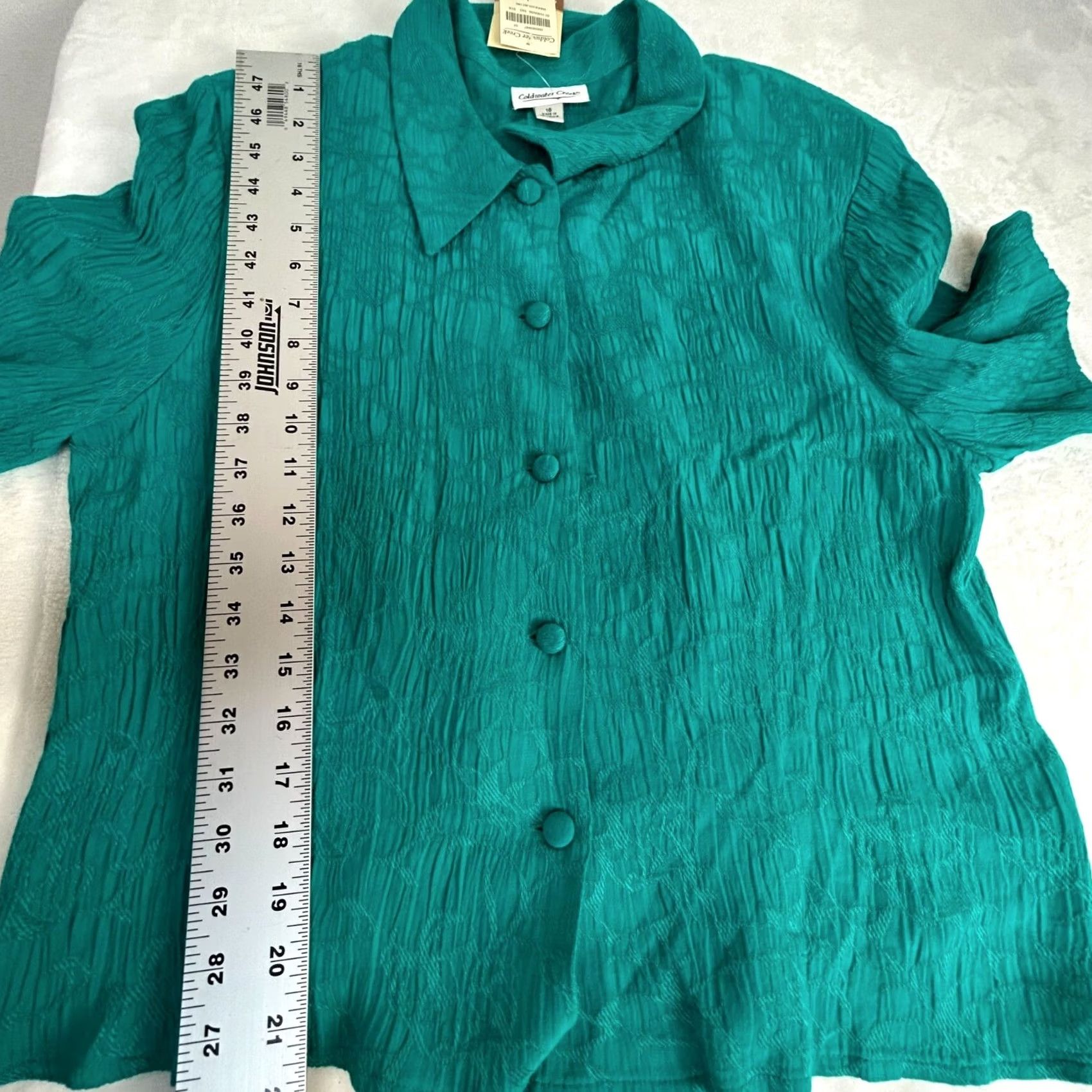 Coldwater Creek Coldwater Creek Womens Teal Crinkle Button-Up Blouse Size 16 Split Back New 9 Size XXL / US 16-18 / IT 52-54 - 8 Thumbnail