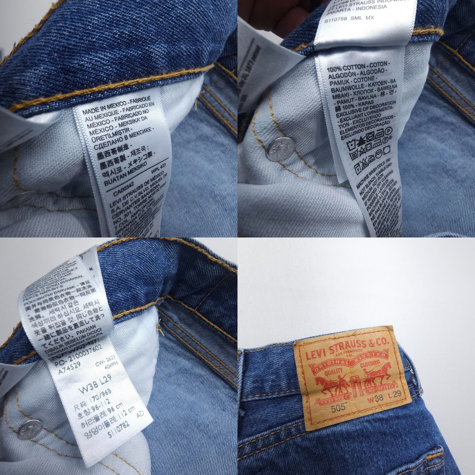 Levi's Levi's 505 Jeans Regular Fit Mens 38 x 29 Blue Denim Cotton 5-Pocket Straight Jeans Size US 38 / EU 54 - 8 Thumbnail