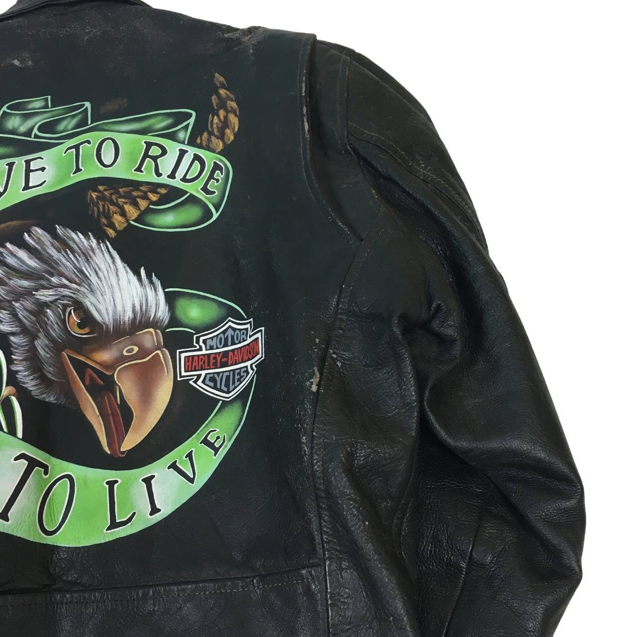 Genuine Leather Akaso Division Harley Davidson Printed Leather Biker Jacket Size US M / EU 48-50 / 2 - 12 Thumbnail