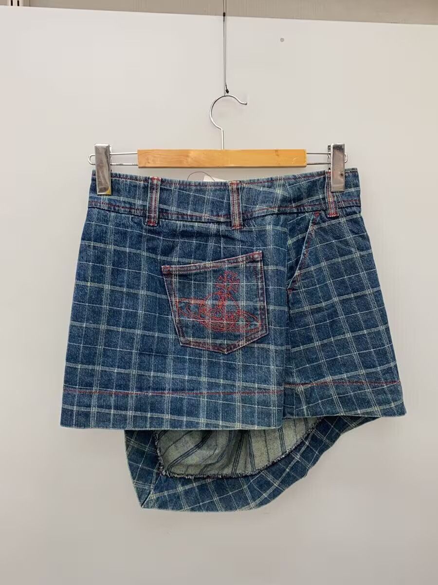 Vivienne Westwood Denim Plaid Chain Wrap Mini Skirt Size 22" - 2 Thumbnail