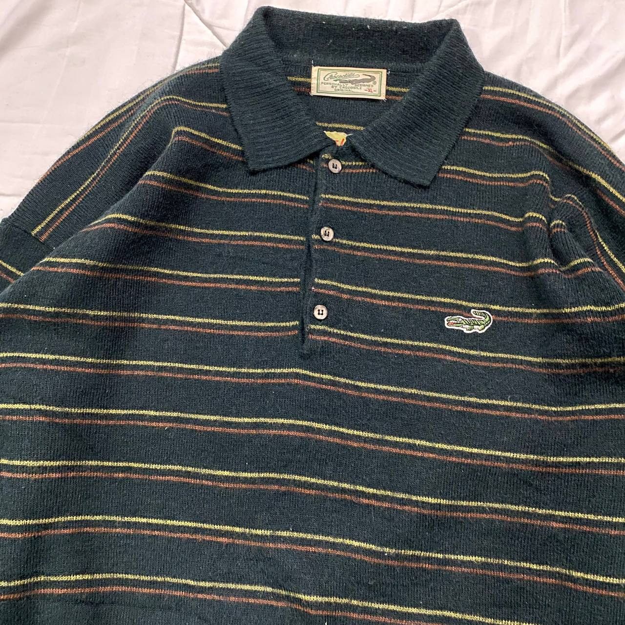 Lacoste Vintage 90s Crocodile Stripe Wool sweater Size US XL / EU 56 / 4 - 4 Thumbnail