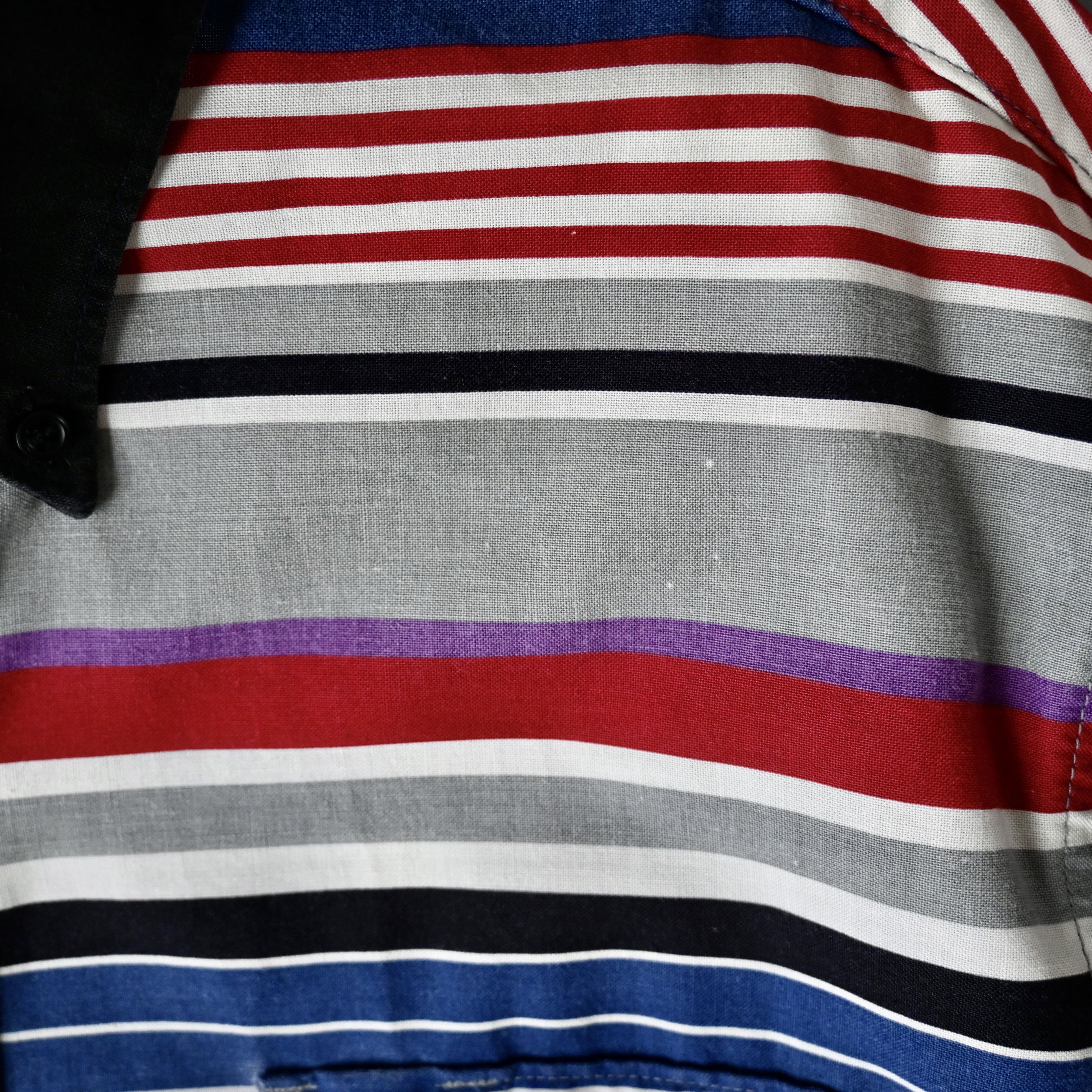 Vintage 90s Wrangler black x multi horizontal stripes western shirt Size US L / EU 52-54 / 3 - 6 Thumbnail