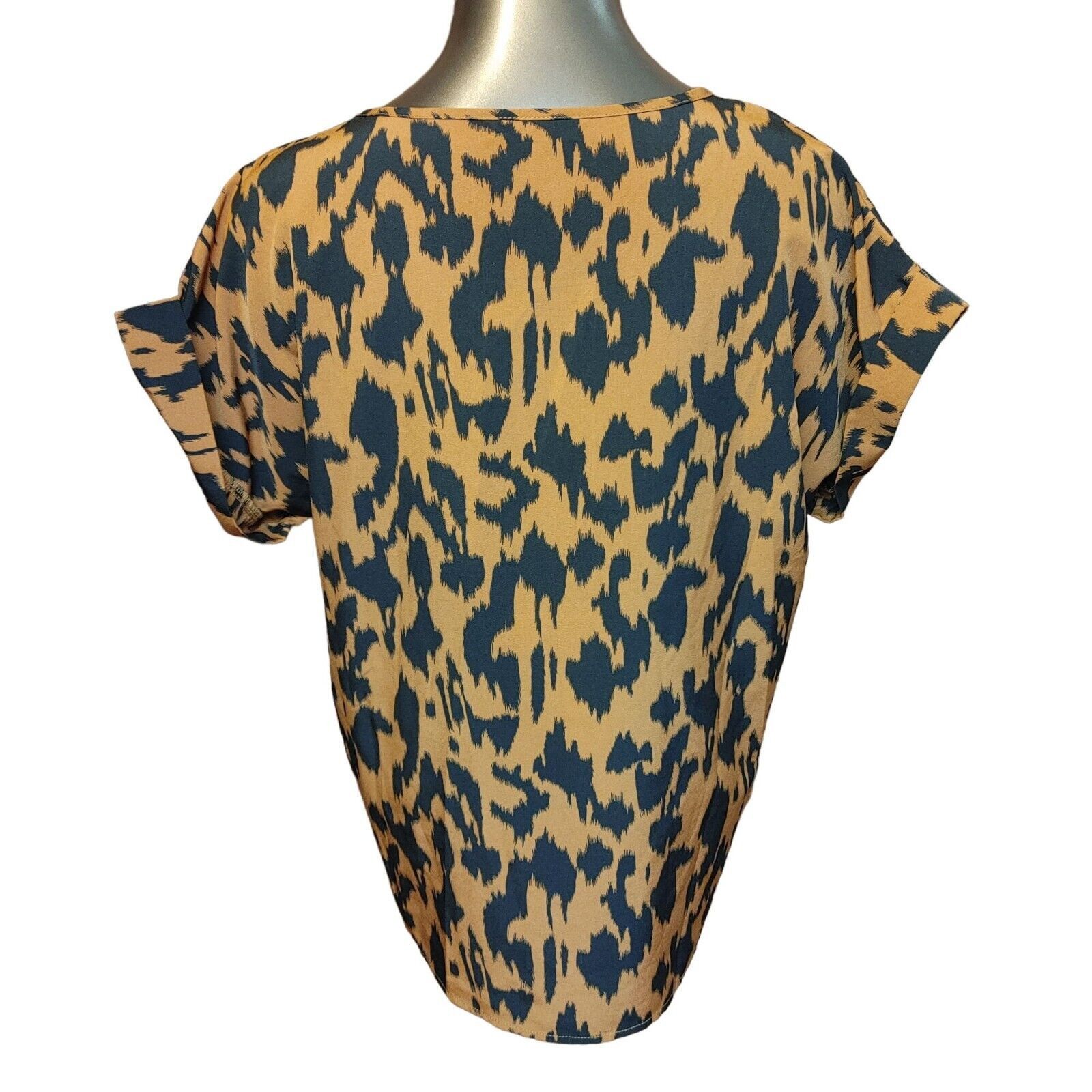 Shein Shein | Women's Brown Leopard Print Short Wide Sleeve Top 8/ Size L / US 10 / IT 46 - 2 Thumbnail