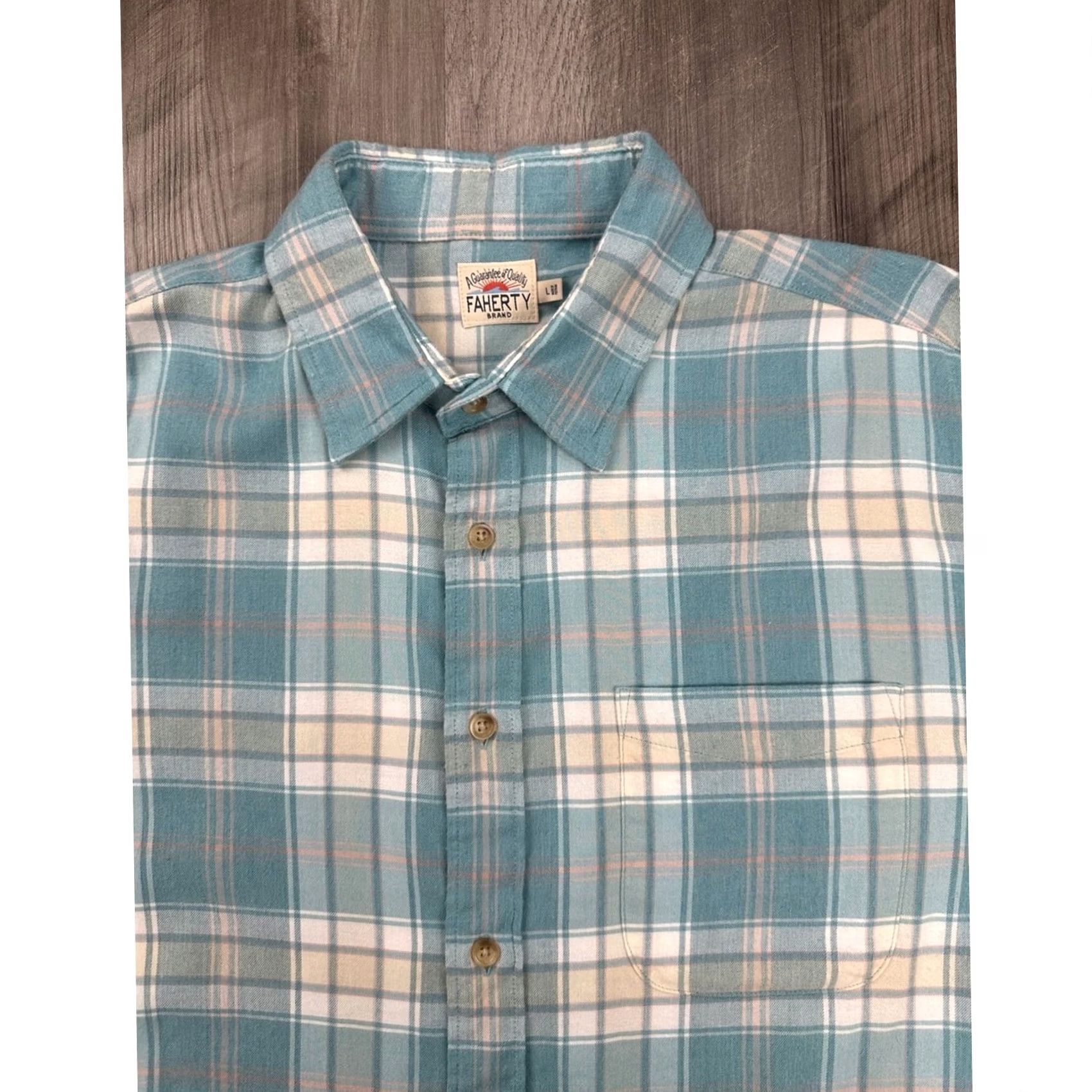 Faherty Faherty Button-Up Plaid Flannel Long Sleeve Lightweight Green Large Mens Size US L / EU 52-54 / 3 - 6 Thumbnail