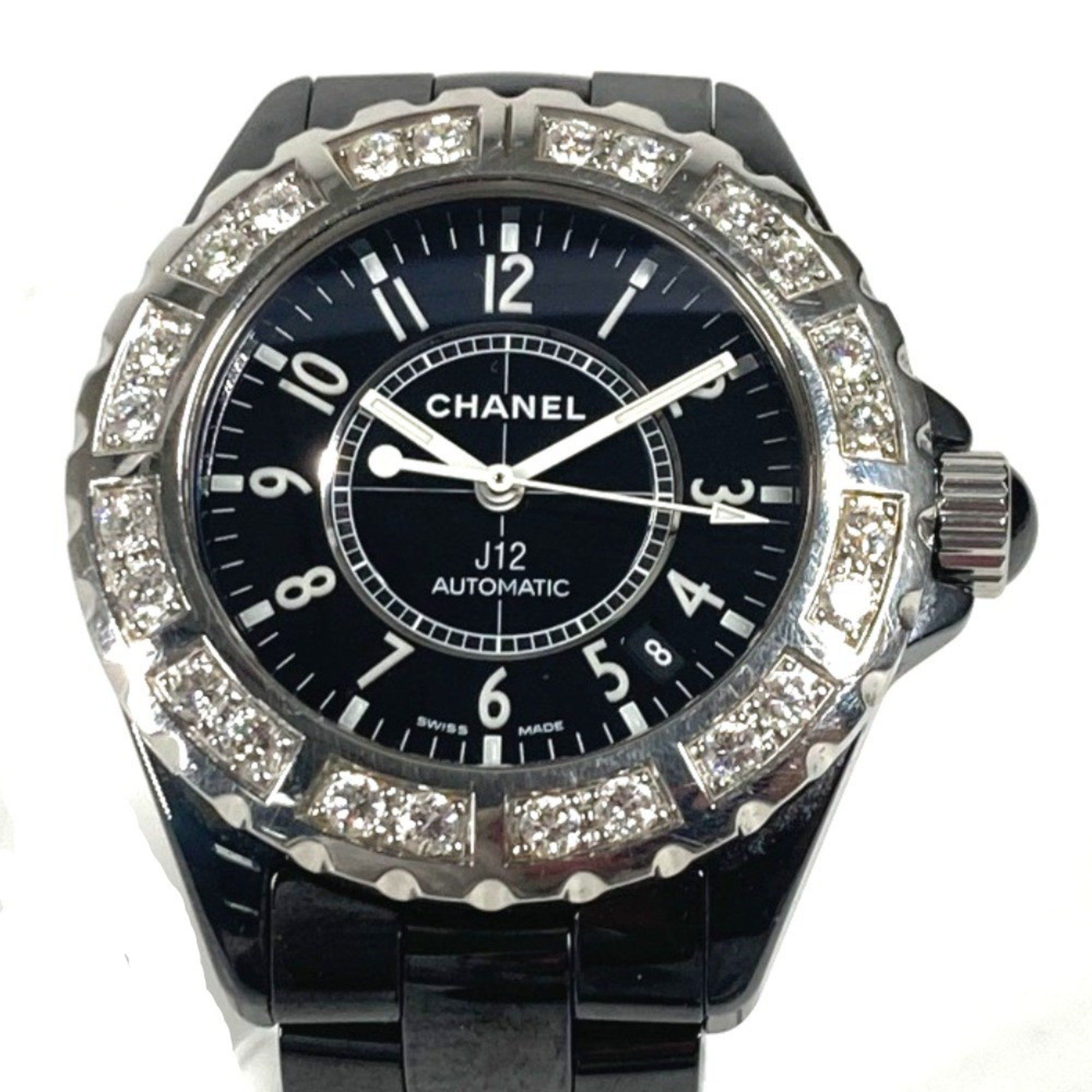 Chanel CHANEL H1174 J12 Diamond Bezel Watch Men's Ceramic SS Black Size ONE SIZE - 1 Thumbnail