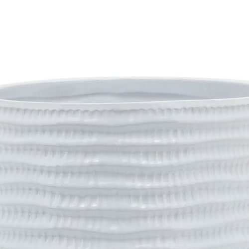 8 TEXTURED PLANTER W/ STAND, WHITE