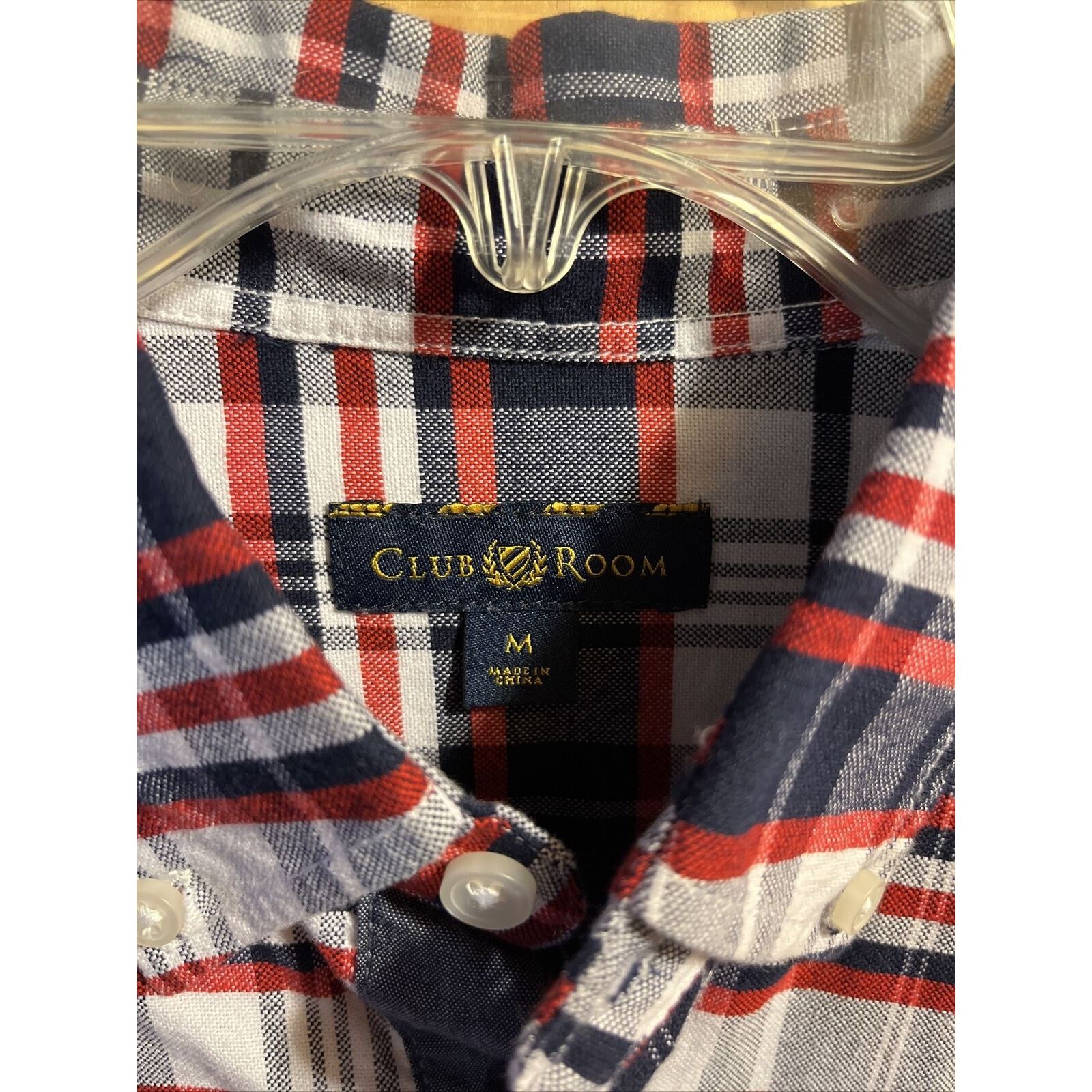 Club Room Club Room Mens M White Red Check LS Button Down Cotton Shirt Size US M / EU 48-50 / 2 - 2 Thumbnail