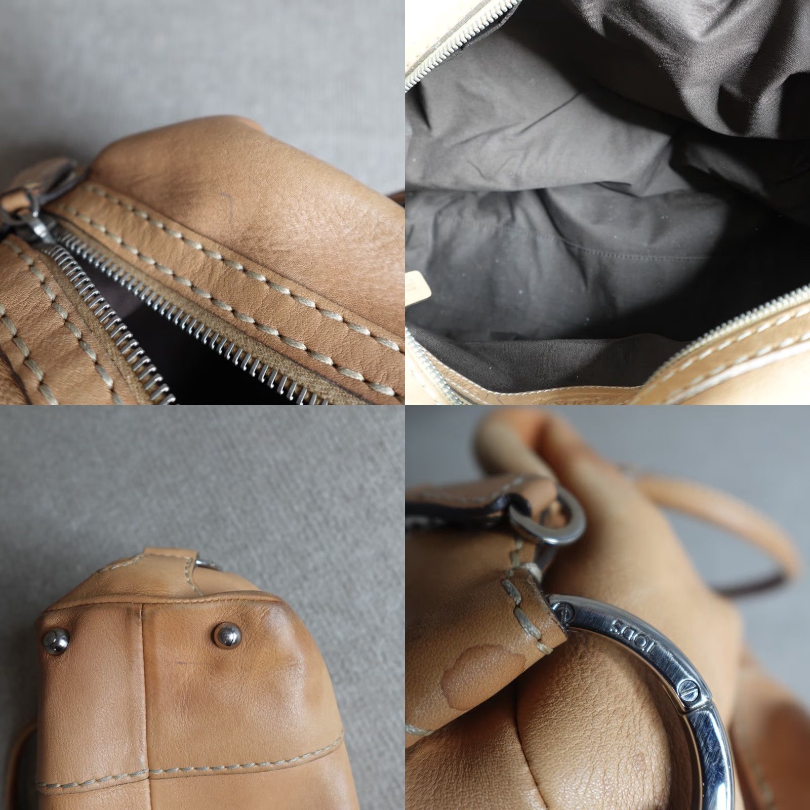 Vintage Tods D-Bag Beige Leather Tote Purse - Small, Double Handles, Zip, Lined, Casual/Party/Cocktail, Women’s, Beige/Brown, Solid Pattern Size ONE SIZE - 11 Thumbnail