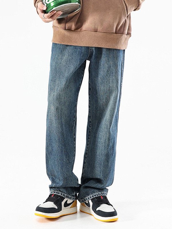 Japanese Brand Men's street loose wide-leg straight versatile jeans Size US 32 / EU 48 - 1 Thumbnail