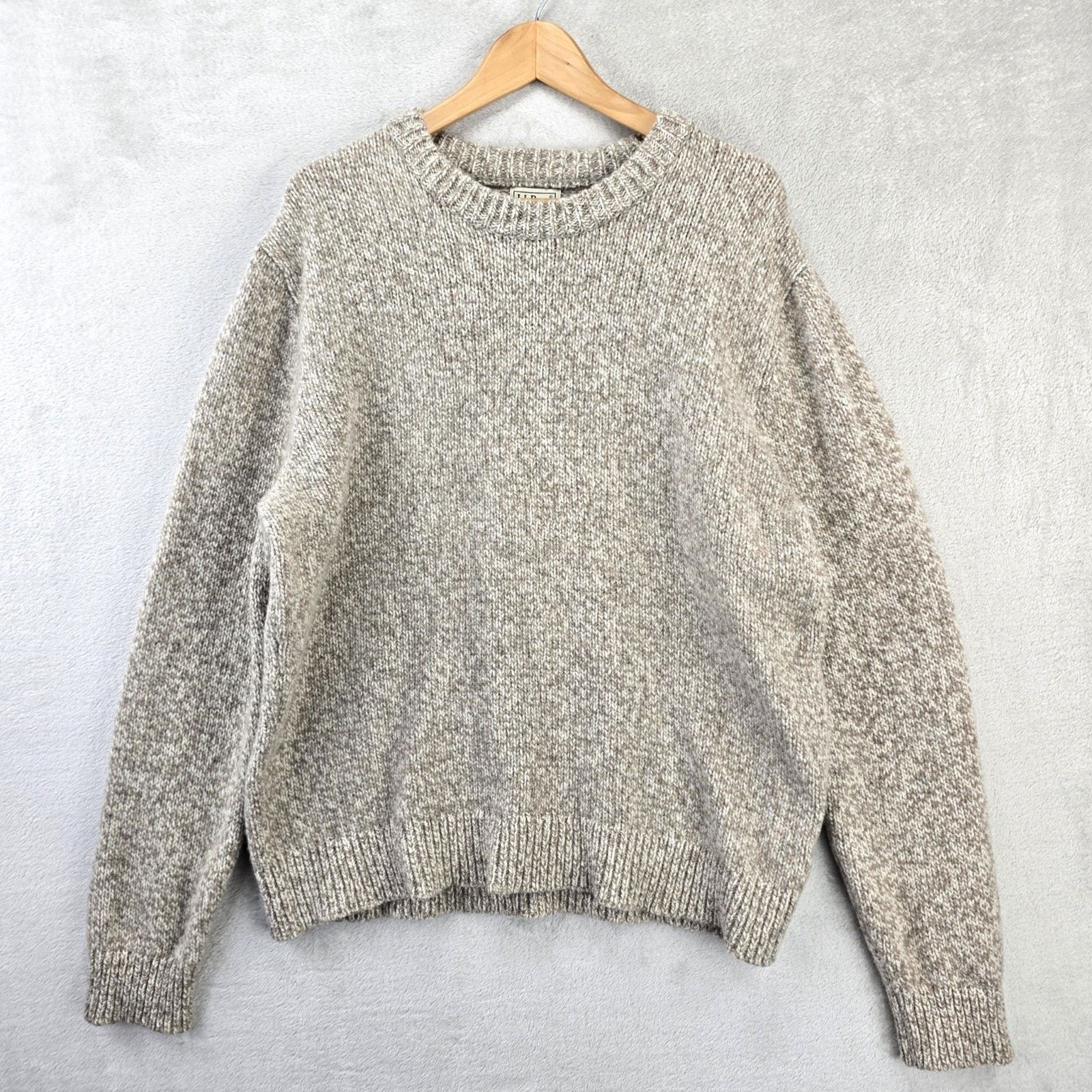 L.L. Bean L.L. Bean Mens Lambs Wool Sweater XL Oatmeal Ragg Knit Vtg Size US XL / EU 56 / 4 - 1 Thumbnail