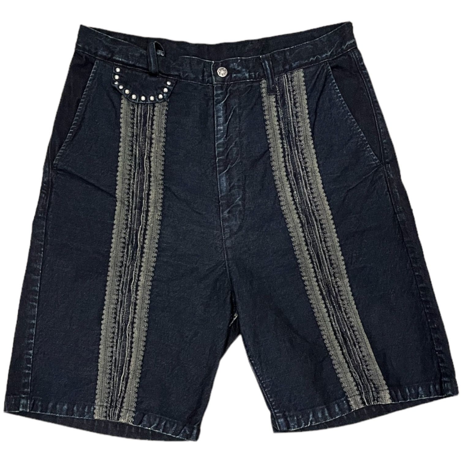 Image of Kapital 12Oz Arrow Kasuri Jacquard Denim Shorts in Blue, Men's (Size 33)