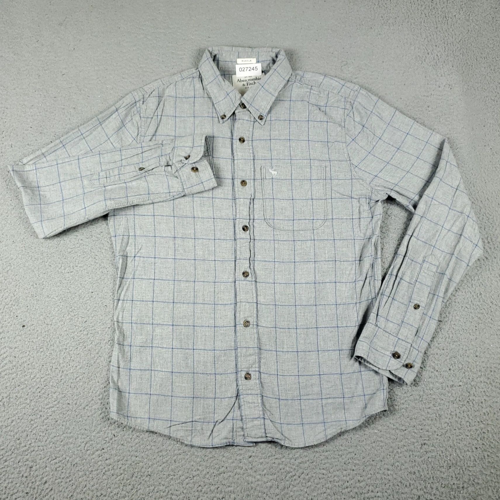 Abercrombie & Fitch Abercrombie & Fitch Shirt Mens Medium Gray Check Button-Up Long Sleeve Regular Fit Casual Shirt Size US M / EU 48-50 / 2 - 3 Thumbnail