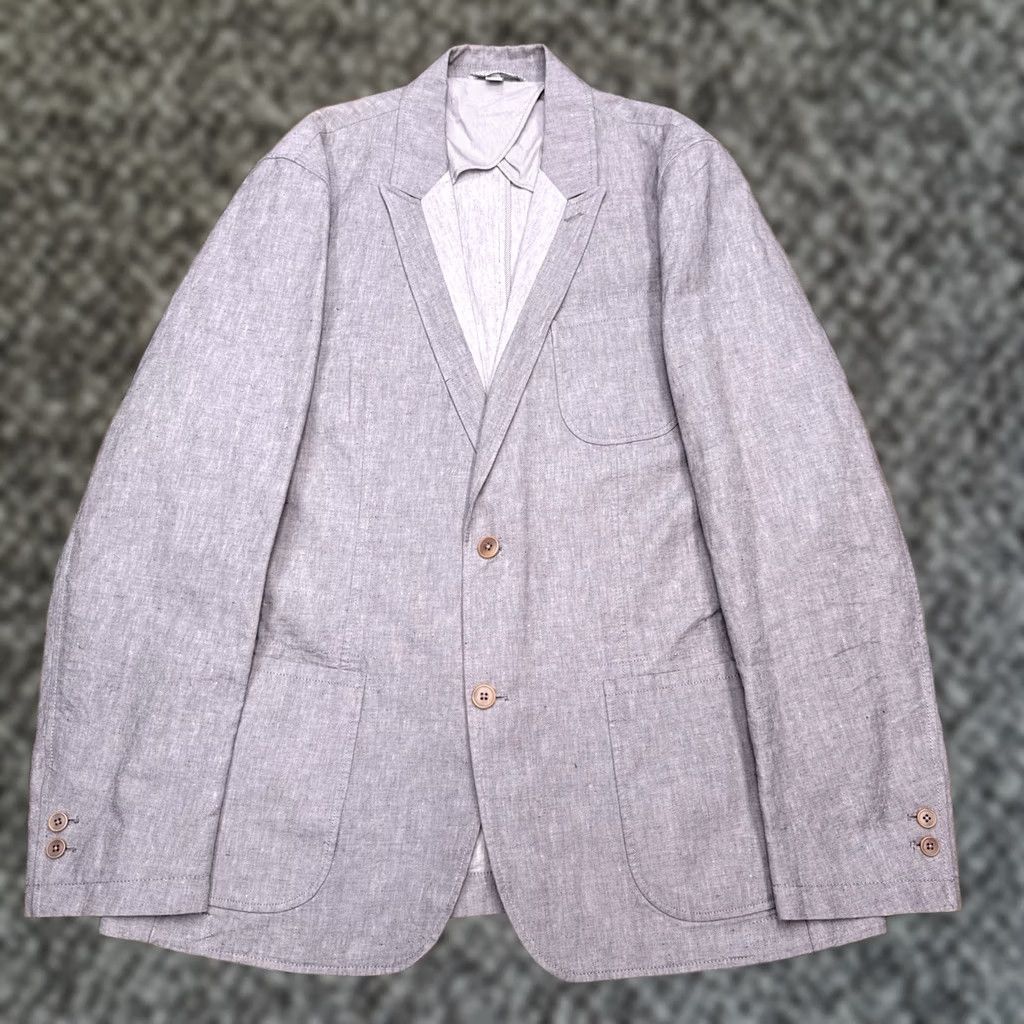 Vintage Hickey Freeman Linen Sport Coat 44 Gray Blazer Men Regular Two-Button Knit Pattern Solid Vintage No Size 44R - 1 Thumbnail