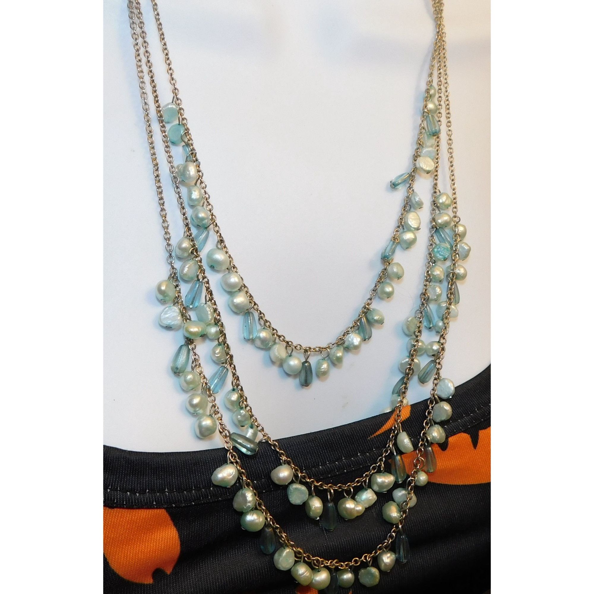 Other Whimsical Light Blue Pearl Beaded Layered Necklace Size ONE SIZE - 6 Thumbnail