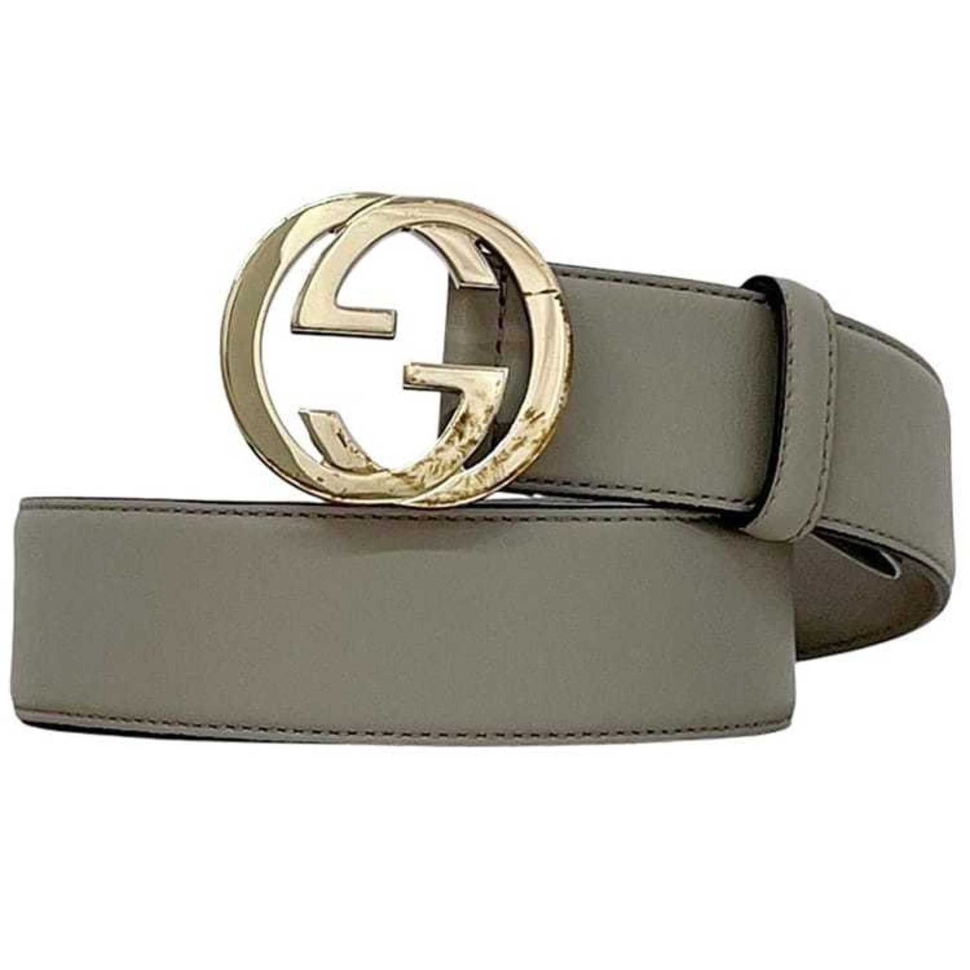 Gucci Gucci Belt ec-24406 Gray Interlocking 546386 AP00G 85 34 480199 Waist 90cm Leather GUCCI GG Buckle Men's Women's Size ONE SIZE - 1 Thumbnail