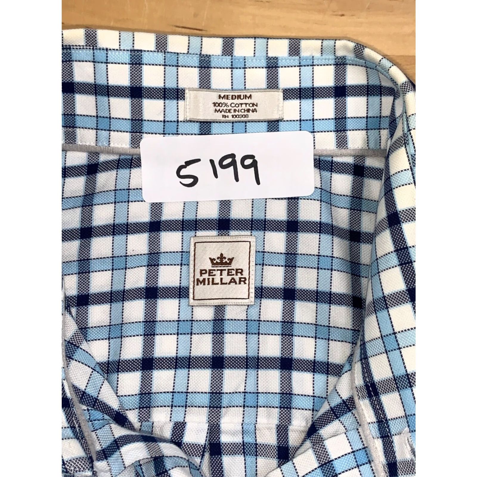 Peter Millar Peter Millar Mens Button-Up Plaid Shirt M Blue Long Sleeve Size US M / EU 48-50 / 2 - 4 Thumbnail