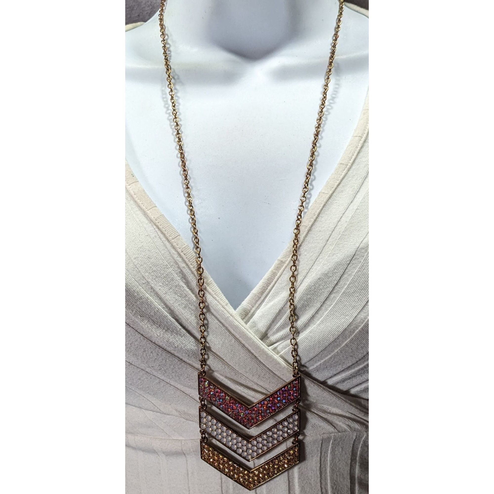 Other Whimsical Glam Multi Chevron Rhinestone Pendant Necklace Size ONE SIZE - 4 Thumbnail