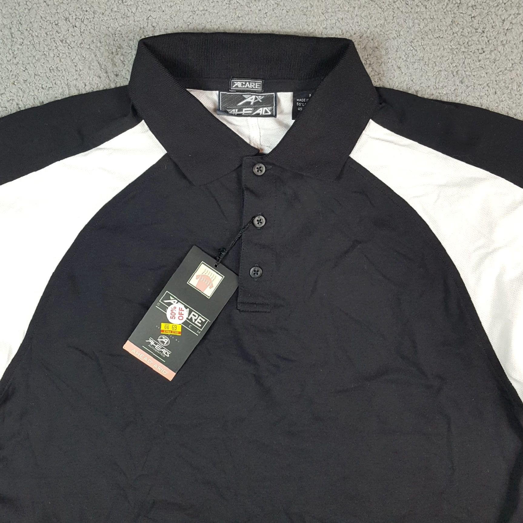Vintage VINTAGE Ahead Polo Shirt Men Black Striped Breathable Lightweight Collared Size M Size US M / EU 48-50 / 2 - 2 Thumbnail