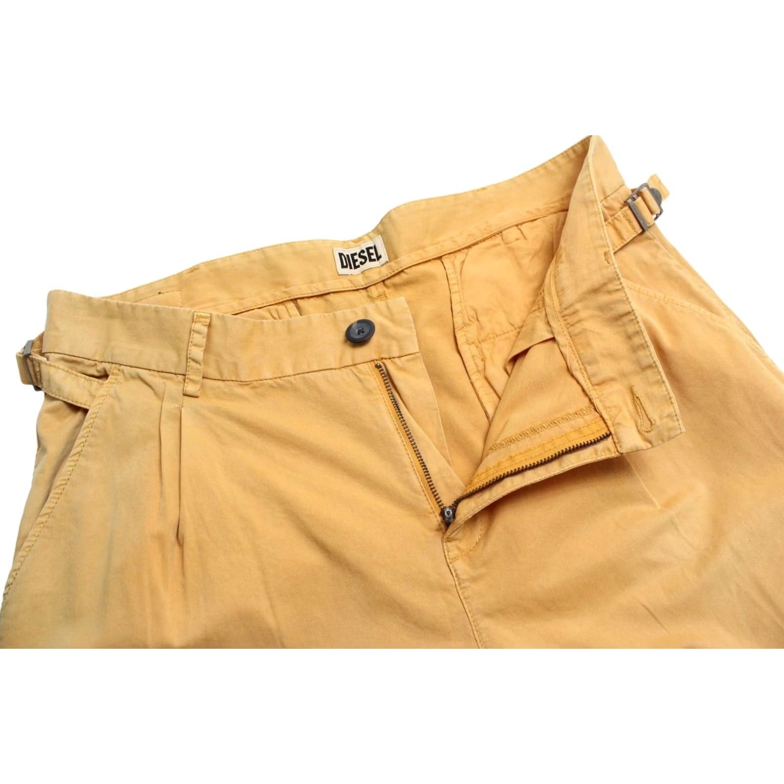 Diesel DIESEL P-Jasper Trousers Women's W31 Zip Pleated Belted Tapered Faded Orange Chino Casual Womens Size 24" / US 00 / IT 34 - 4 Thumbnail