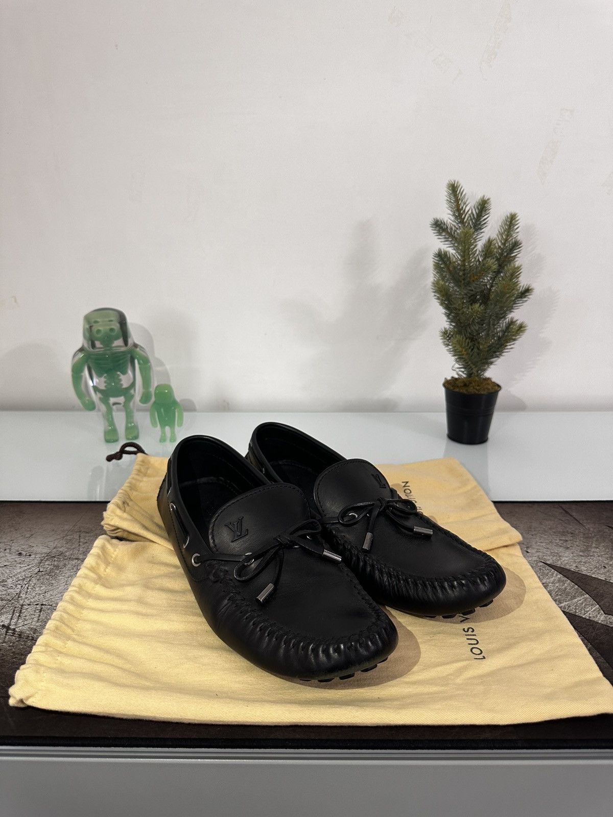 image of Louis Vuitton Black Mocasines Shoes, Men's (Size 11.5)