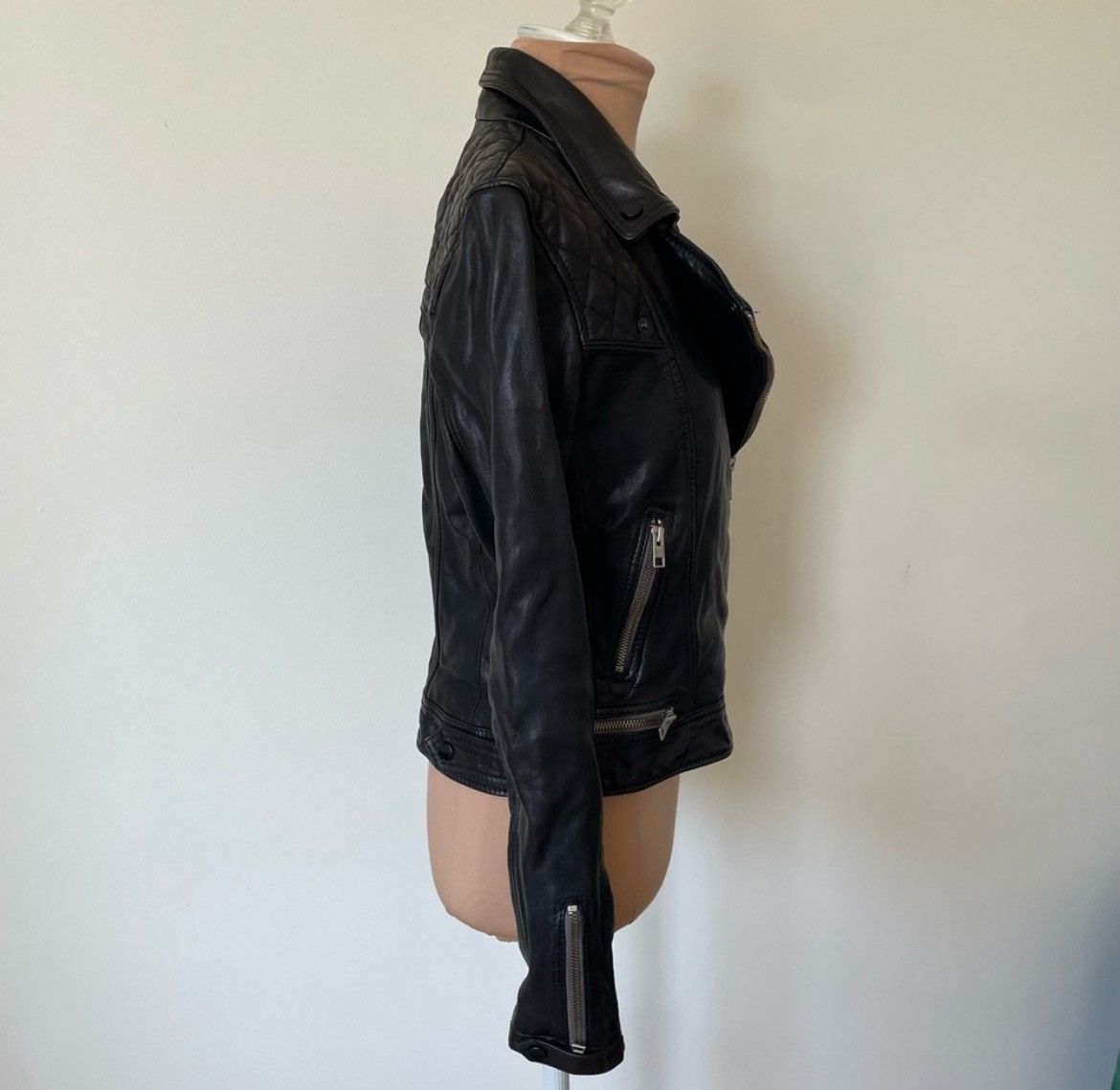 Allsaints ALLSAINTS Conroy Quilted Leather Moto Motorcycle Jacket Size M / US 6-8 / IT 42-44 - 4 Thumbnail