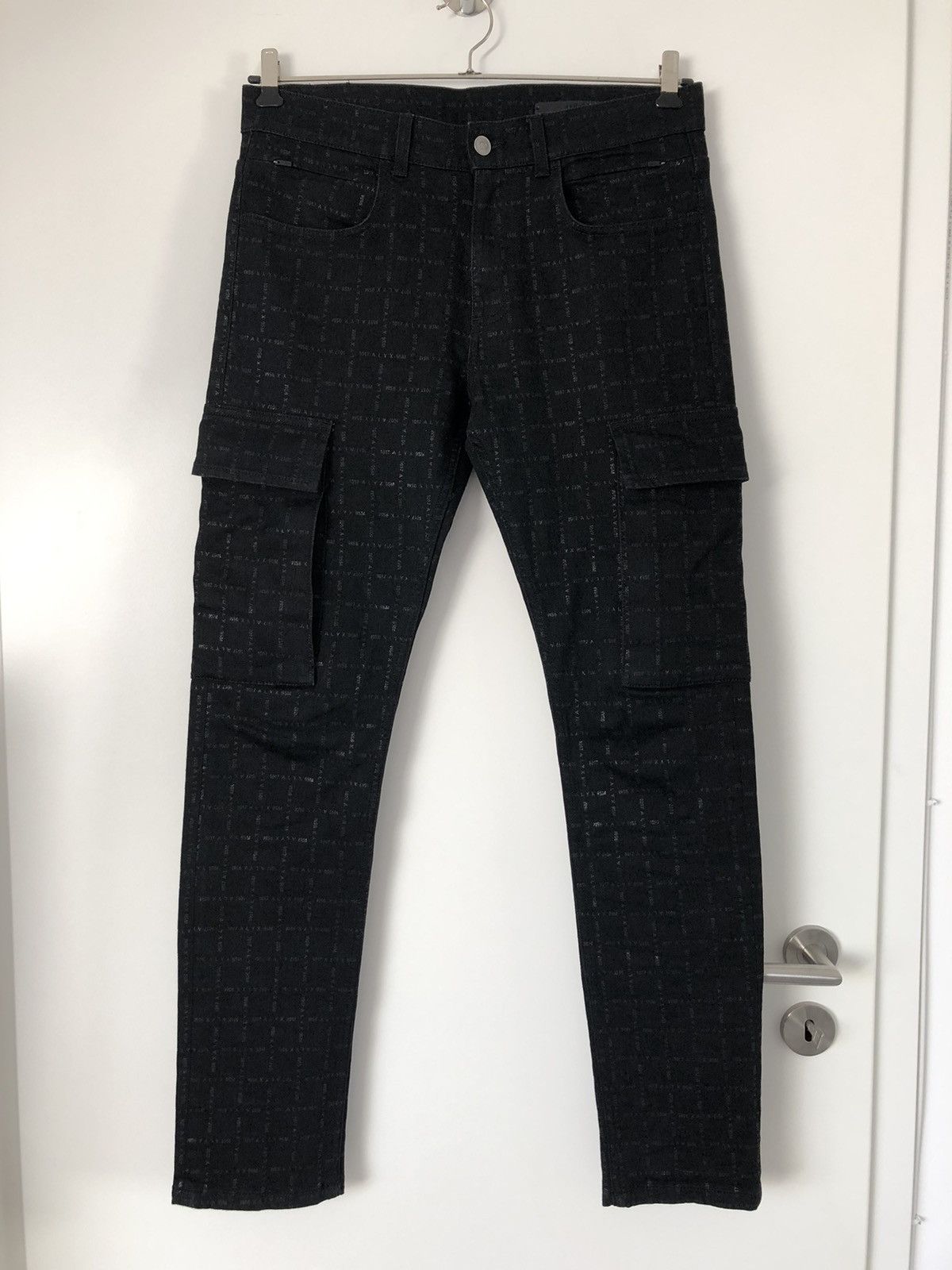 image of 1017 Alyx 9Sm Logo Print Cargo Denim in Black, Men's (Size 30)