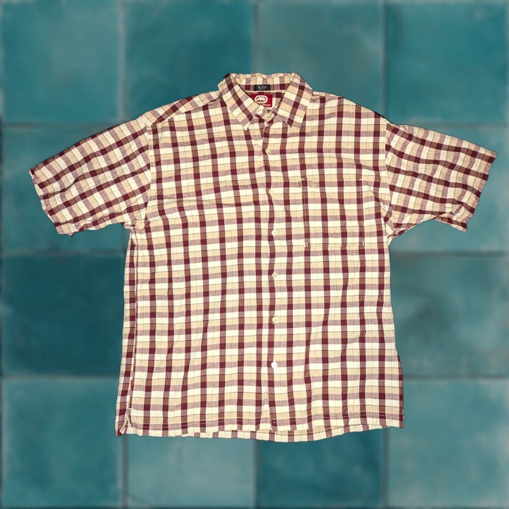 Ecko Unltd. VINTAGE Ecko Unltd Shirt Mens L Plaid Red Check Short Sleeve Button Up The Knite Casual Modern Logo 90s Mens Size US L / EU 52-54 / 3 - 1 Thumbnail