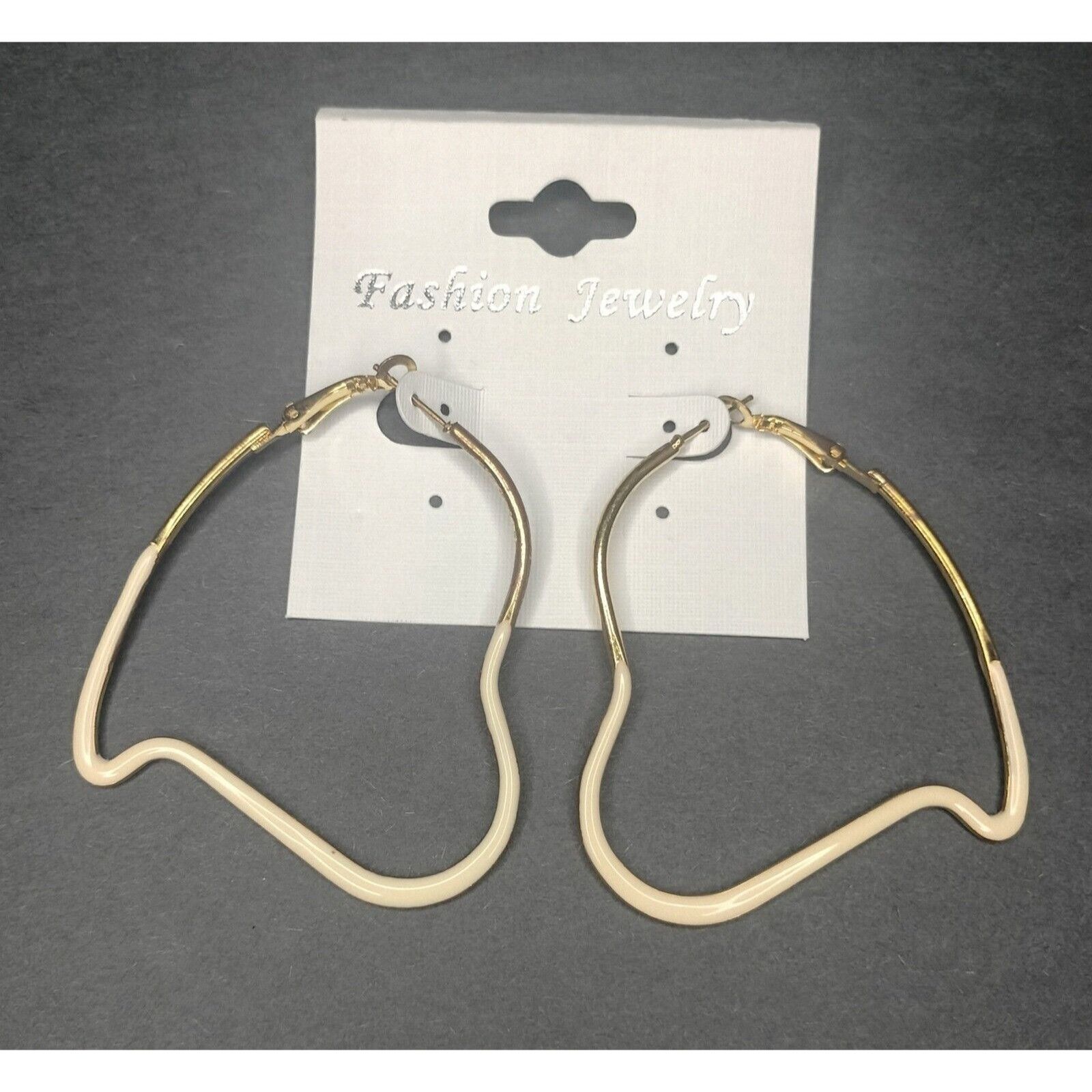 Other Hoop Earrings Fashion Jewelry Eggshell White Asymmetrical He Size ONE SIZE - 8 Thumbnail