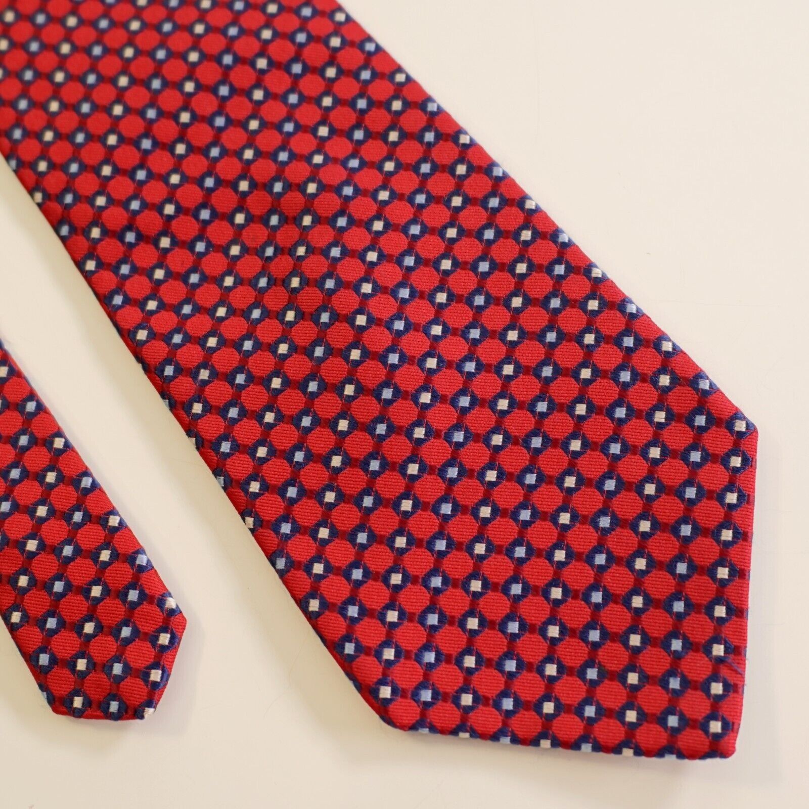 Nautica Nautica Red Blue Geometric Woven Wide Silk Tie Size ONE SIZE - 1 Thumbnail
