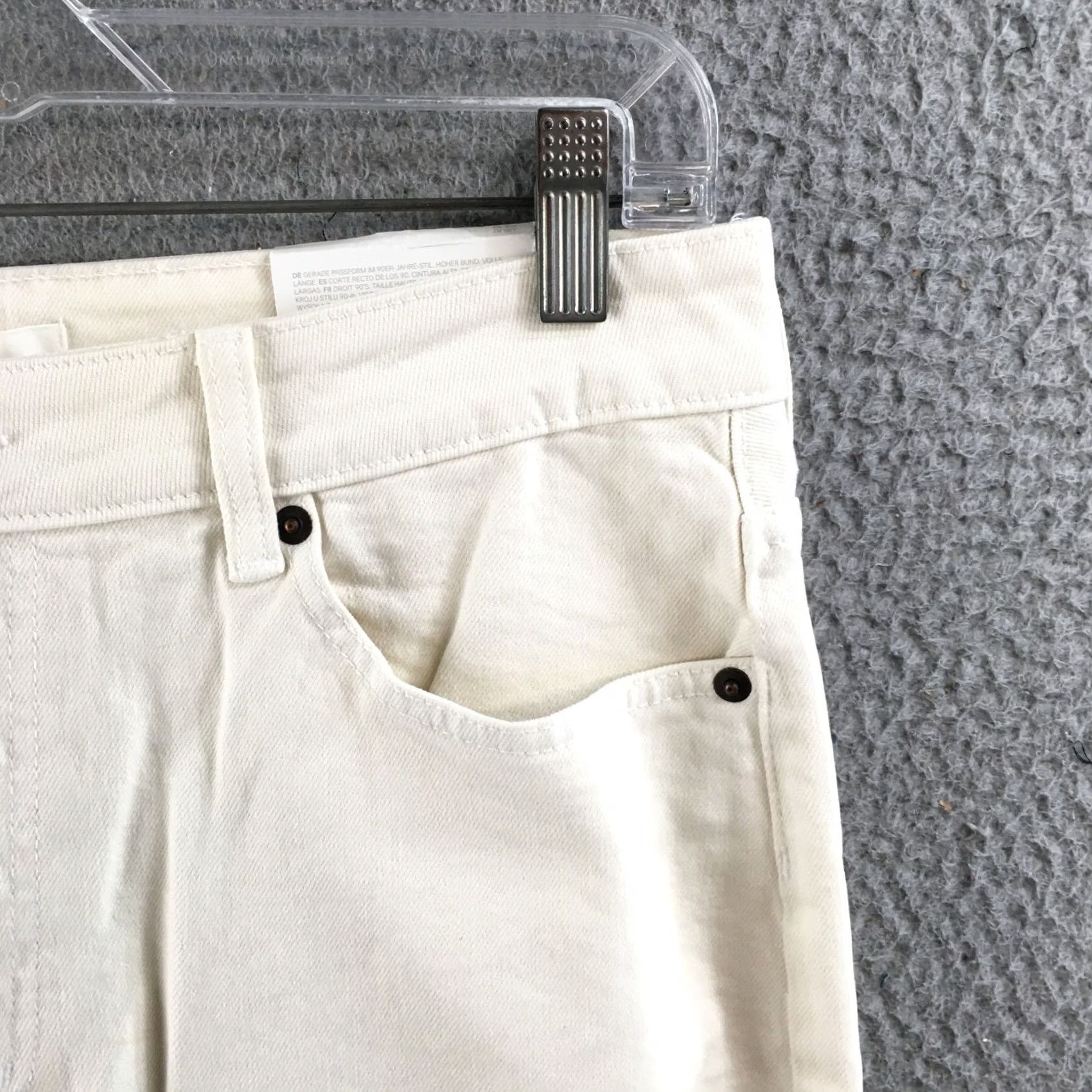 H&M H&M Jeans Women's 10 90s Straight Ivory White Straight Leg Button Fly High Rise Size 32" / US 10 / IT 46 - 4 Thumbnail