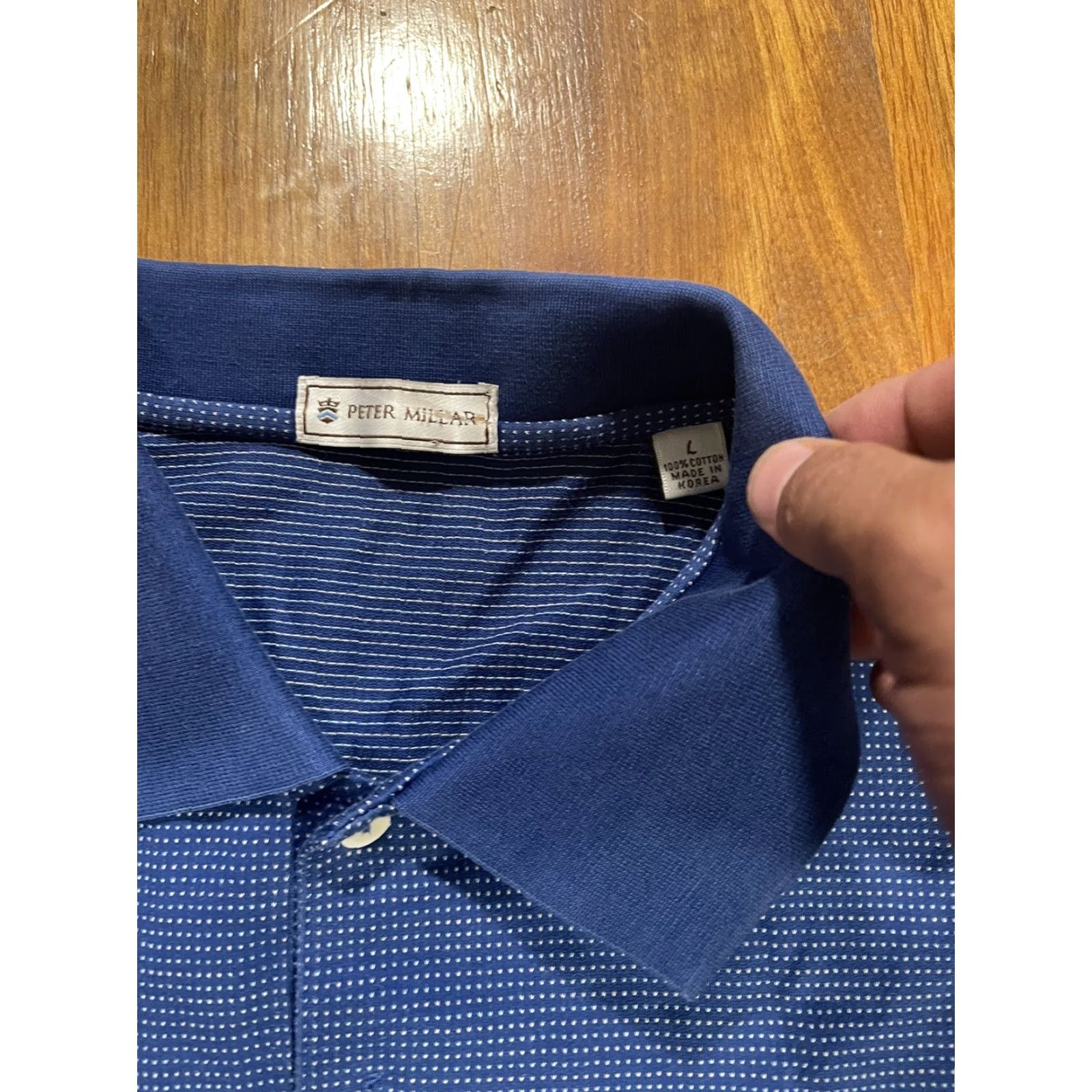 Peter Millar VINTAGE Peter Millar Summer Comfort Polo Button Shirt GARDEN CITY GOLF CLUB L Blue Striped Short Sleeve Embroidered Logo Mens Polo Shirt Size US L / EU 52-54 / 3 - 4 Thumbnail
