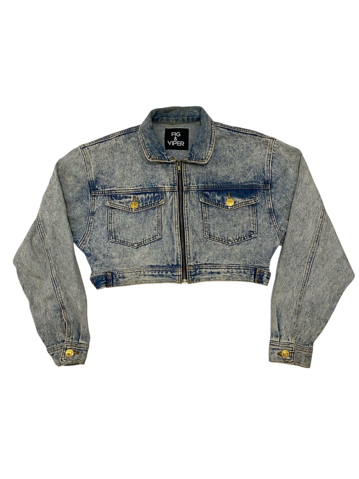Japanese Brand Fig & Viper Stone Wash Cropped Top Denim Jacket Size M / US 6-8 / IT 42-44 - 1 Thumbnail