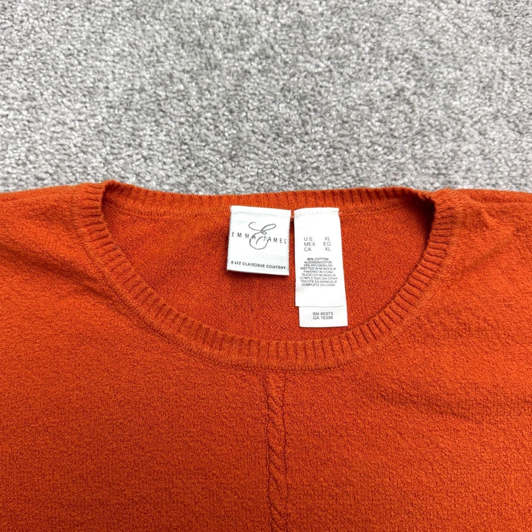 Liz Claiborne Liz Claiborne Short Sleeve Crew Neck Knit Sweater Womens XL Orange Pullover, All Seasons, Casual Size XL / US 12-14 / IT 48-50 - 3 Thumbnail