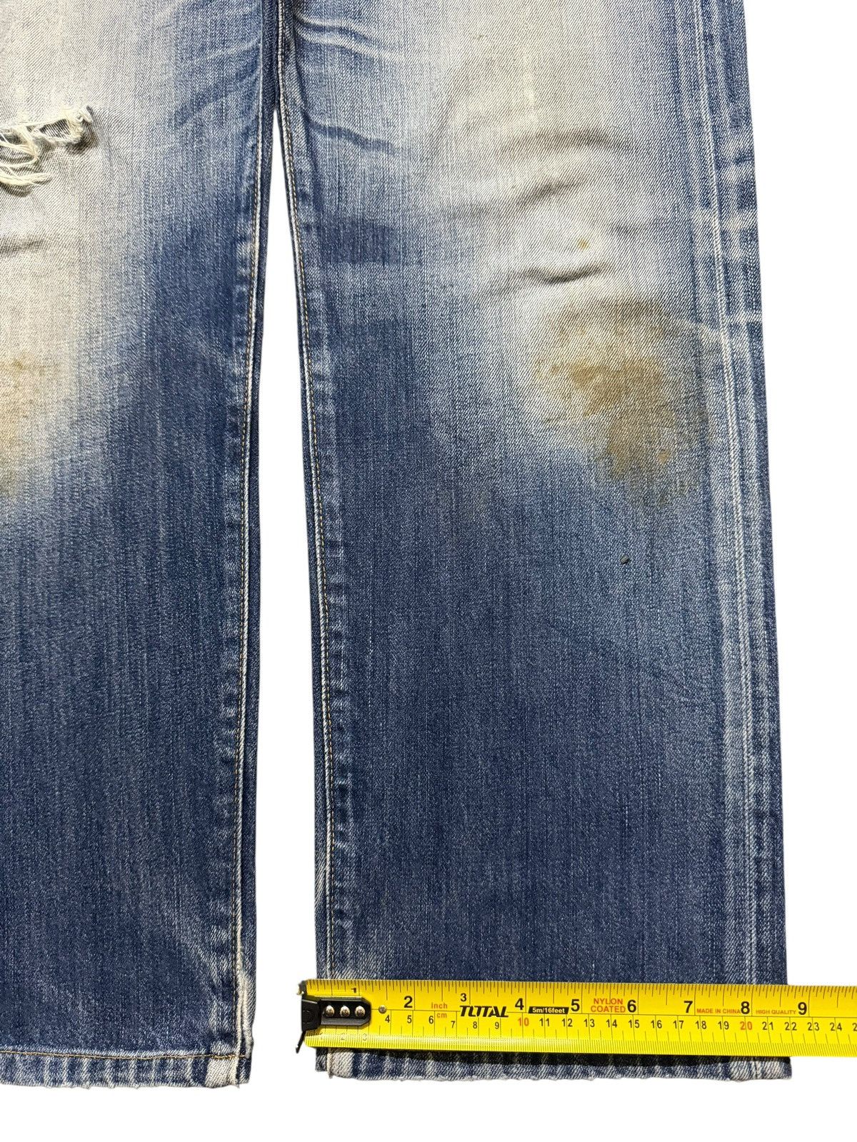 Levi's Vintage Y2K Levis 503 Blue Bleached Distress Wide Leg Loose Size US 33 - 13 Thumbnail