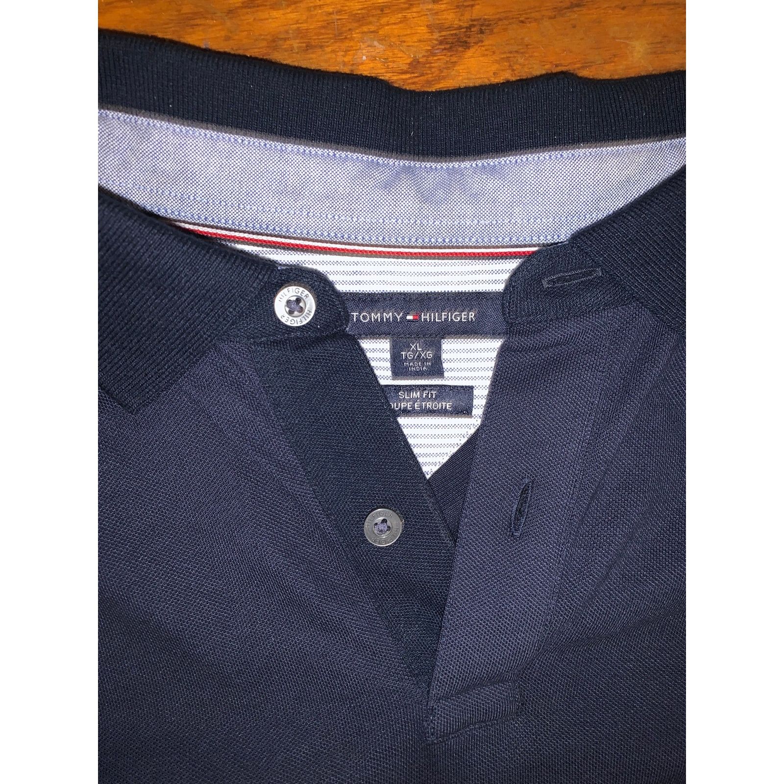 Tommy Hilfiger Tommy Hilfiger Logo Polo Shirt Mens XL Navy Blue Slim Fit Size US XL / EU 56 / 4 - 2 Thumbnail