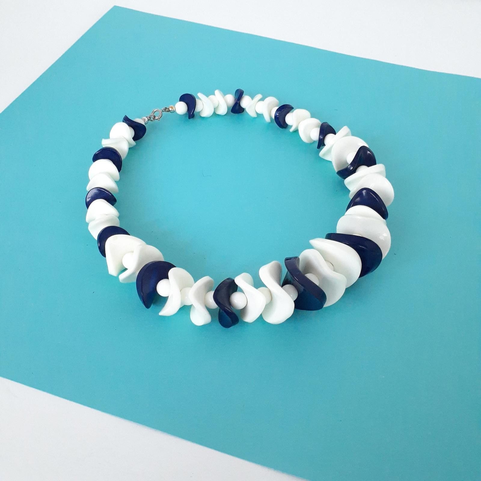 Designer Stunning Blue and White Abstract Design Necklace Size ONE SIZE - 9 Thumbnail