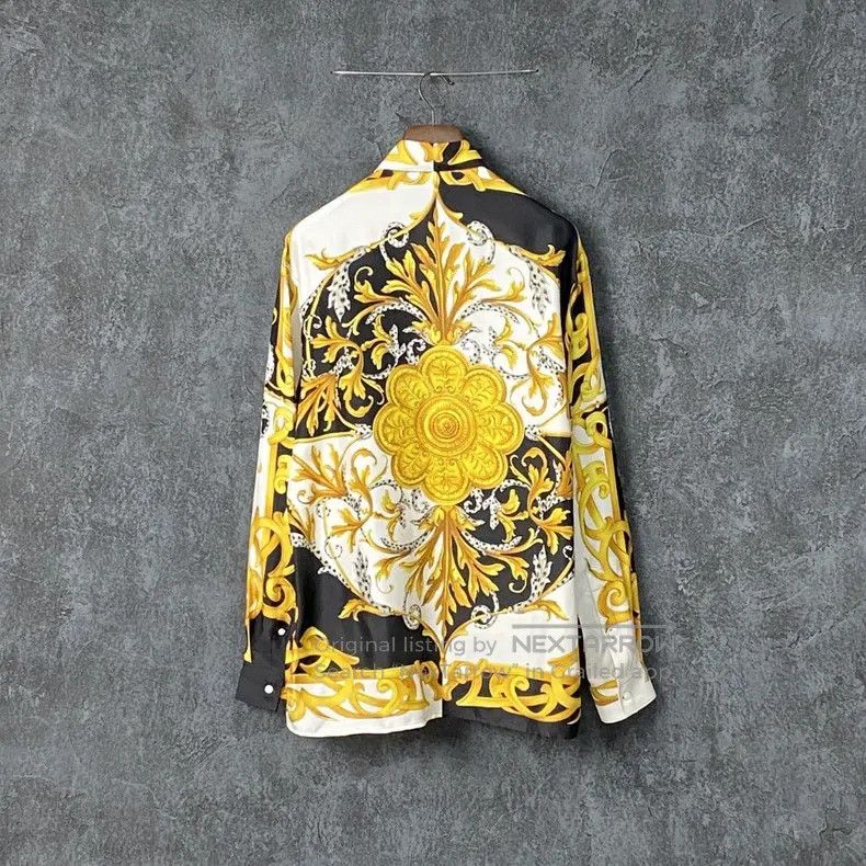 Versace Versace Classic mulberry silk baroque print shirt Size US L / EU 52-54 / 3 - 3 Thumbnail