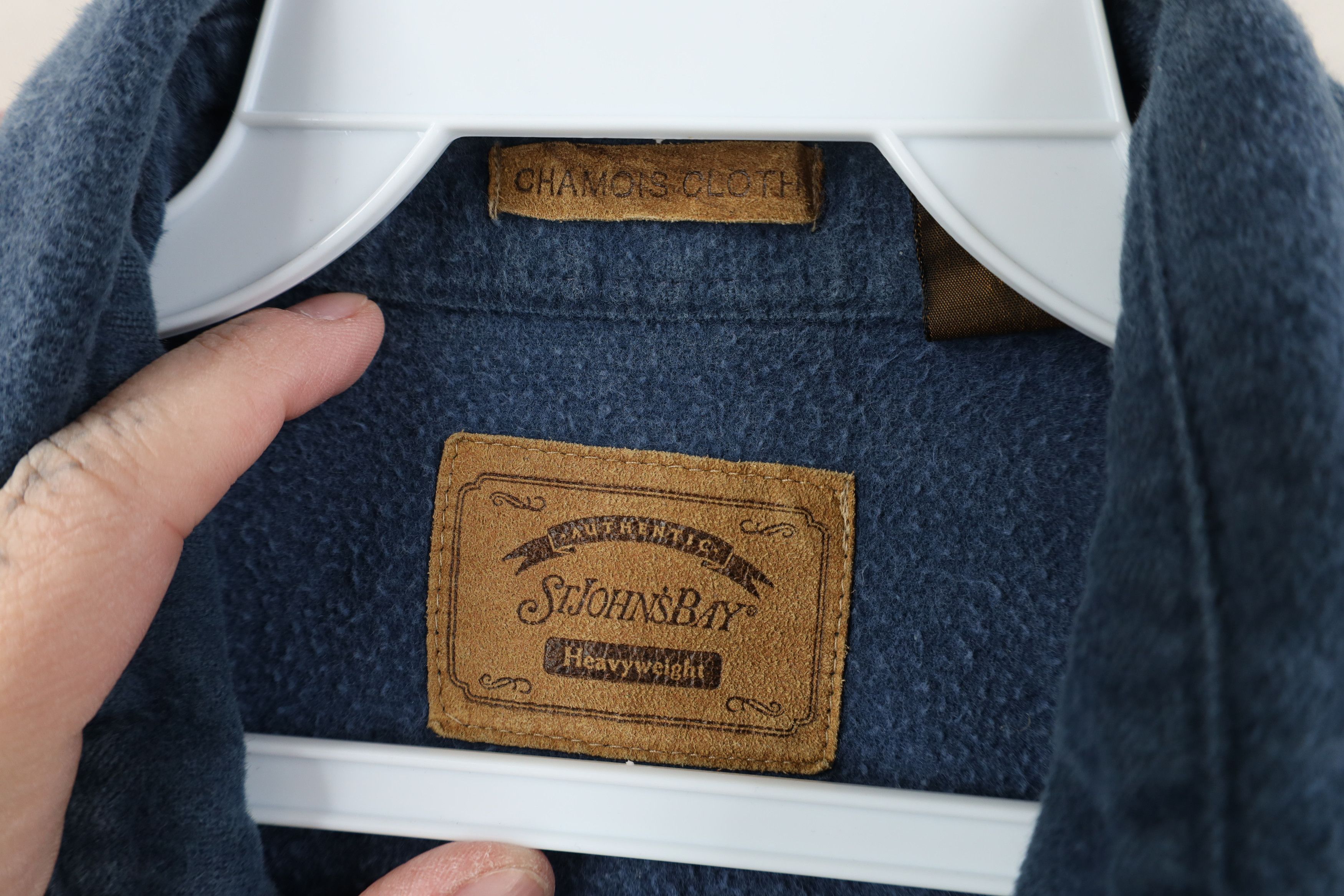 Vintage Vintage 90s Streetwear Heavy Chamois Cloth Button Shirt Blue Size US L / EU 52-54 / 3 - 9 Thumbnail