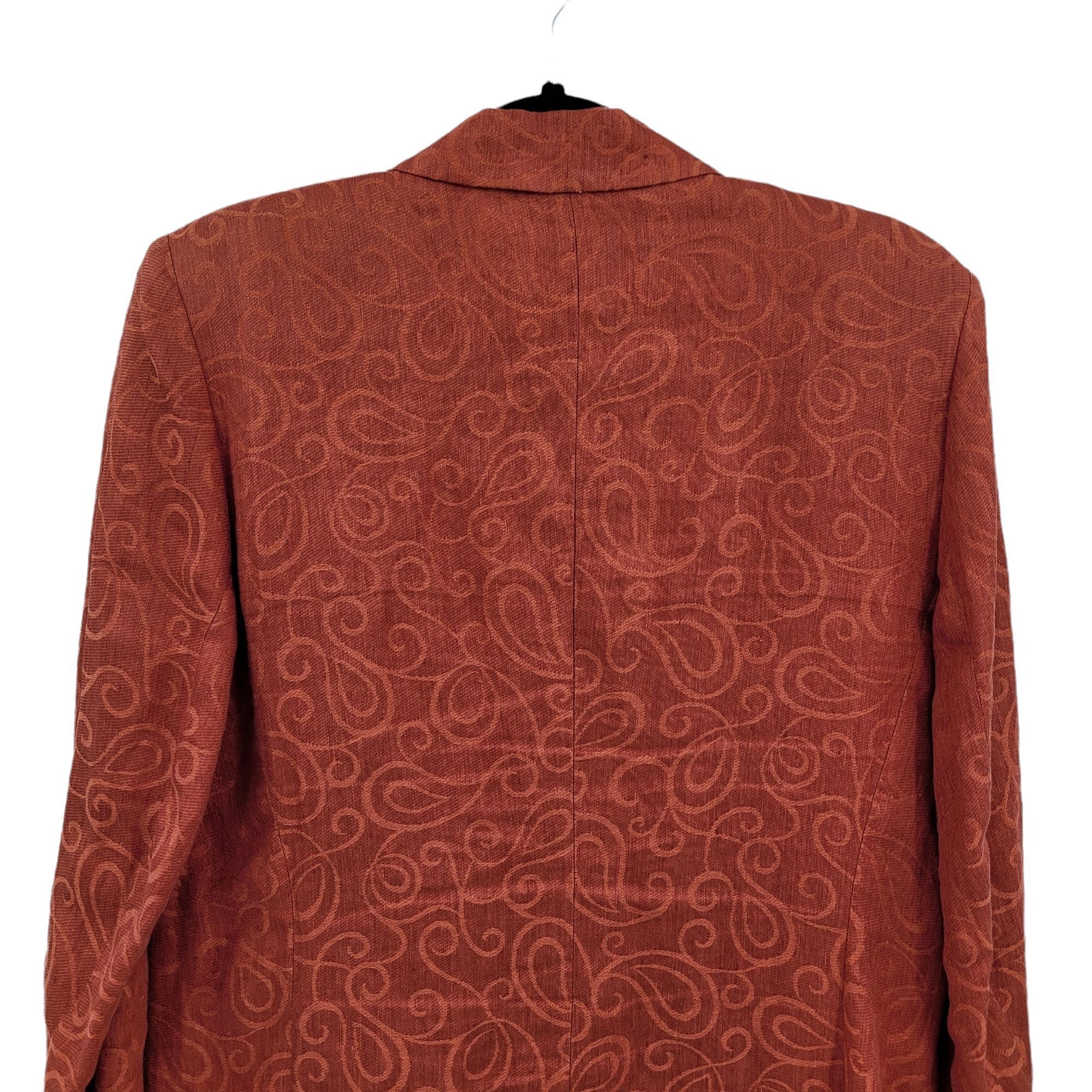 Escada Vtg Escada Linen Blazer Sz 8 Terracotta Longline Scroll Emb Size M / US 6-8 / IT 42-44 - 7 Thumbnail