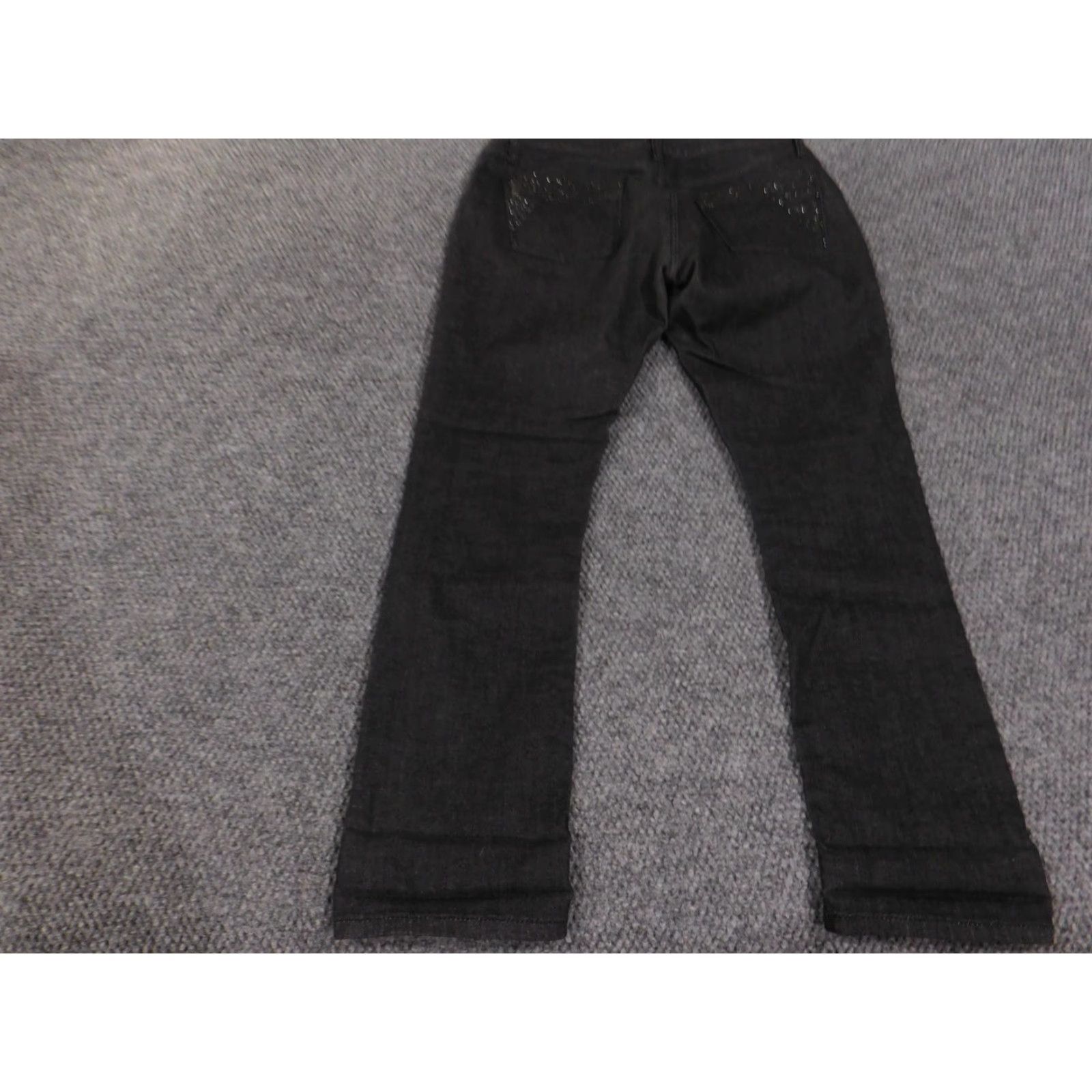 Zara ZARA Basic Jeans Womens 10 Black Straight Leg Stretch Denim Rhinestone Pocket Jeans Size 32" / US 10 / IT 46 - 7 Thumbnail