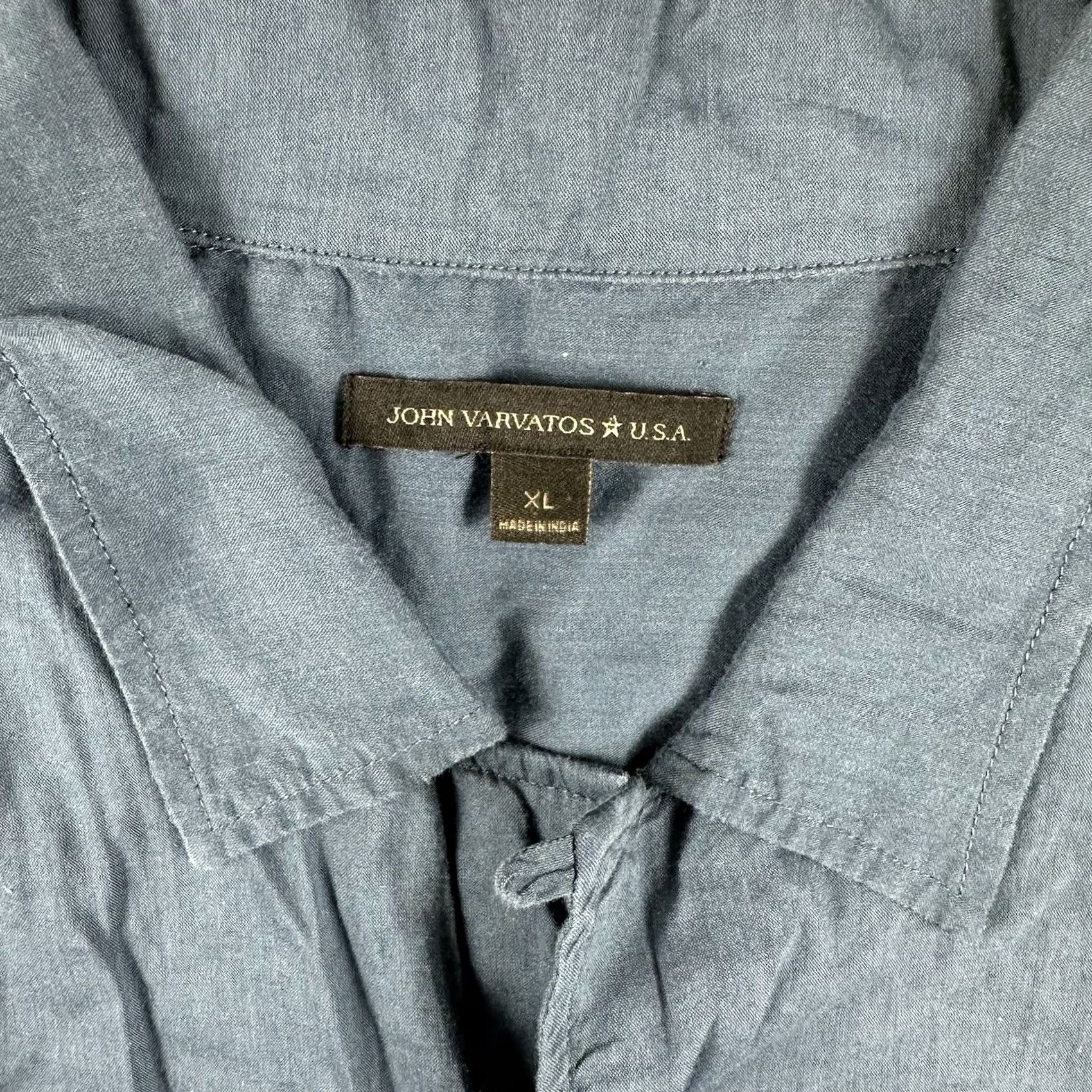 John Varvatos VINTAGE John Varvatos Camp Button Up Shirt Mens XL Blue Solid Lightweight Short Sleeve Collar Button-Up Mens XL Blue Solid Size US XL / EU 56 / 4 - 8 Thumbnail