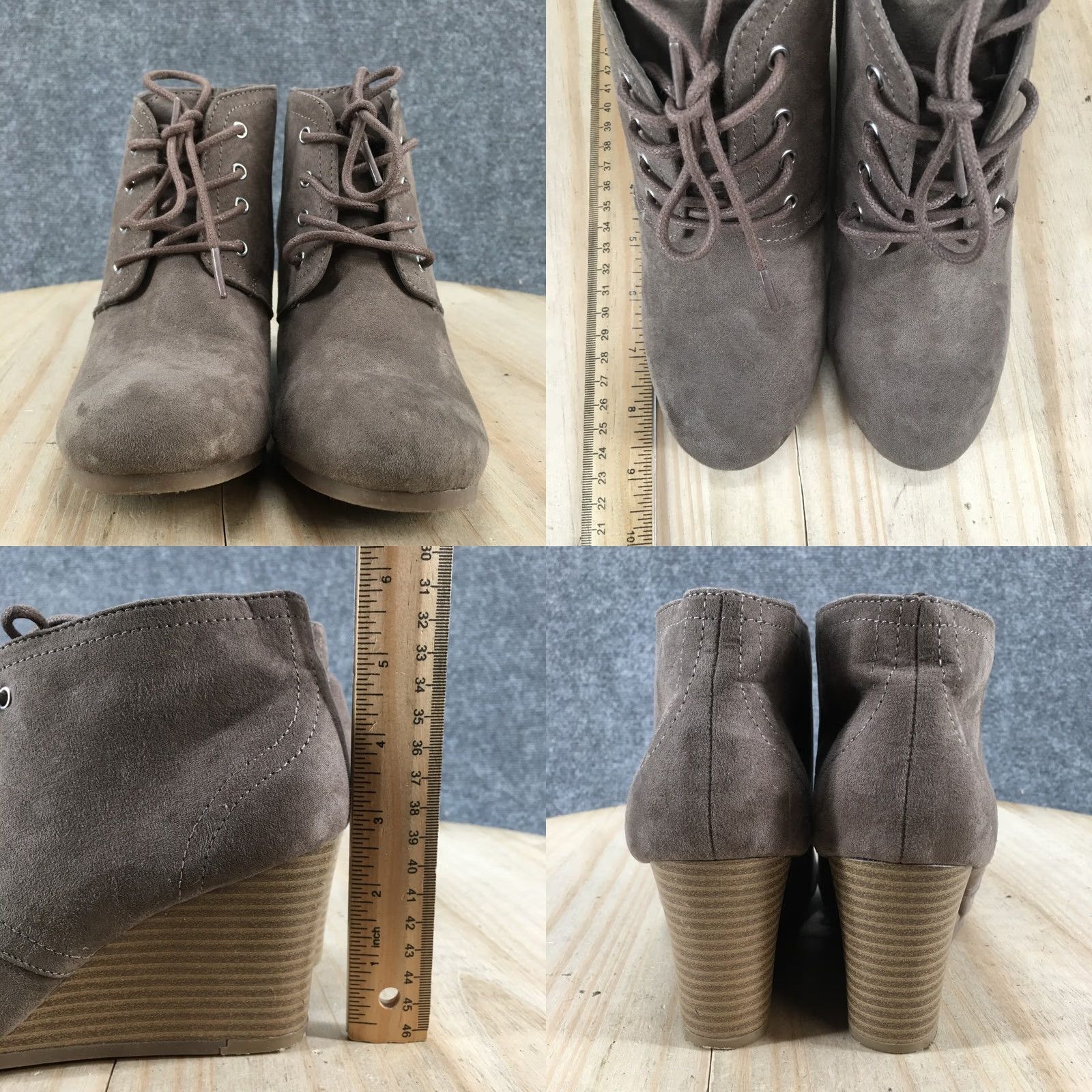 Vintage Arizona Boots Womens 6.5 M Larence Chukka Brown Faux Suede Wedge Lace Up Shoes Size US 7 / IT 37 - 8 Thumbnail