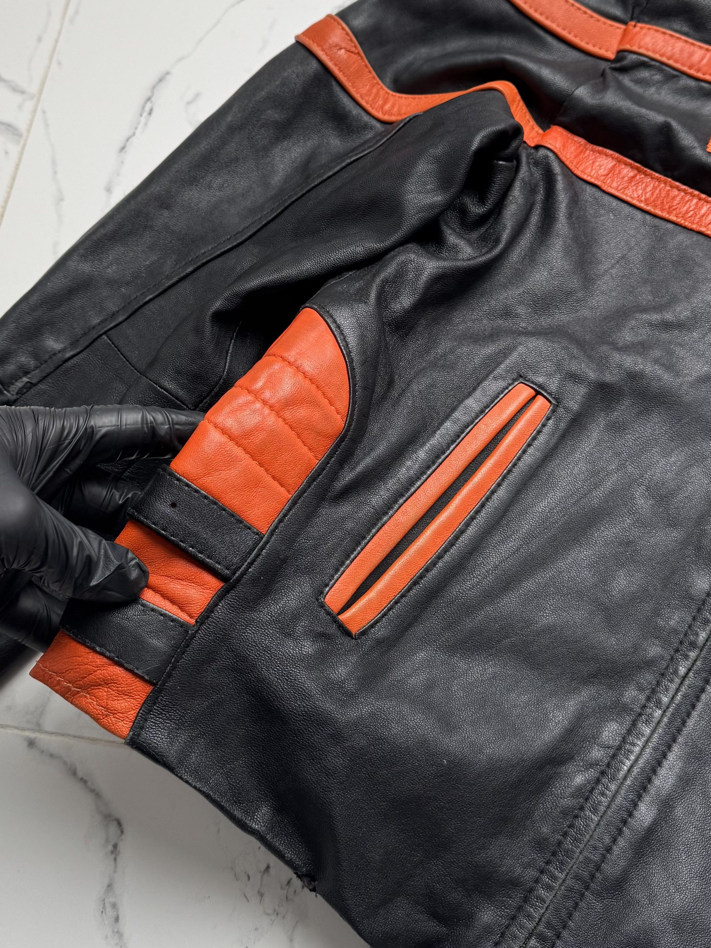 Vintage Y2K Leather Jacket Womens Orange Biker Zip Up Moto Style Size M / US 6-8 / IT 42-44 - 5 Thumbnail