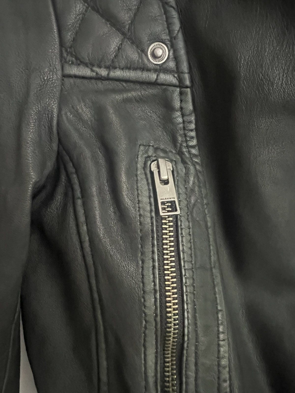 Allsaints AllSaints Cargo Biker Leather Jacket– Black/Grey Size M / US 6-8 / IT 42-44 - 2 Thumbnail