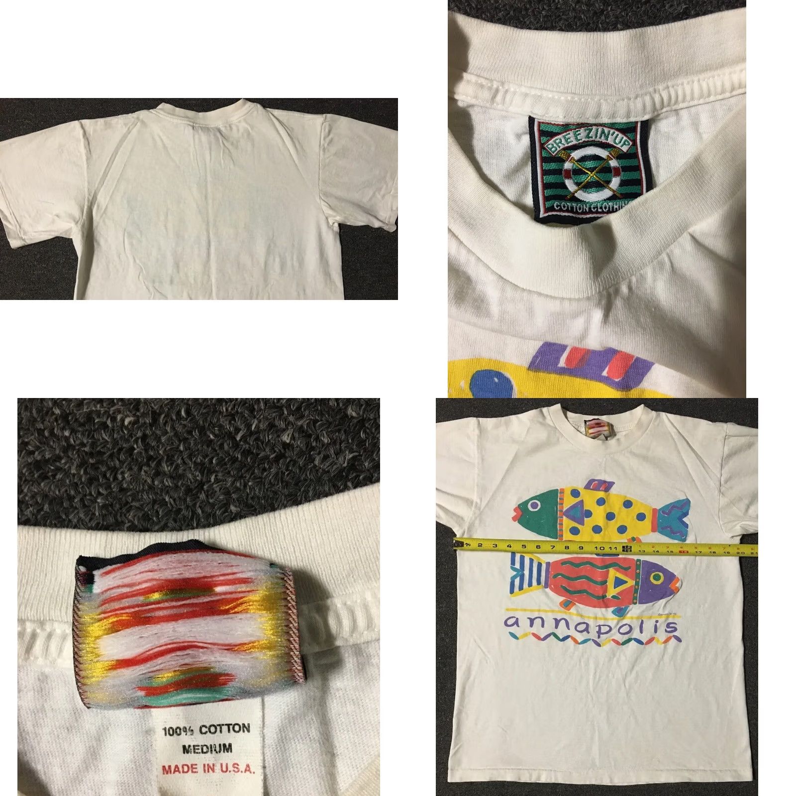 Vintage Vintage 90s Annapolis Fish Faded Spellout Shirt M USA Nature Pop Art Beach Grunge MD Size US M / EU 48-50 / 2 - 8 Thumbnail
