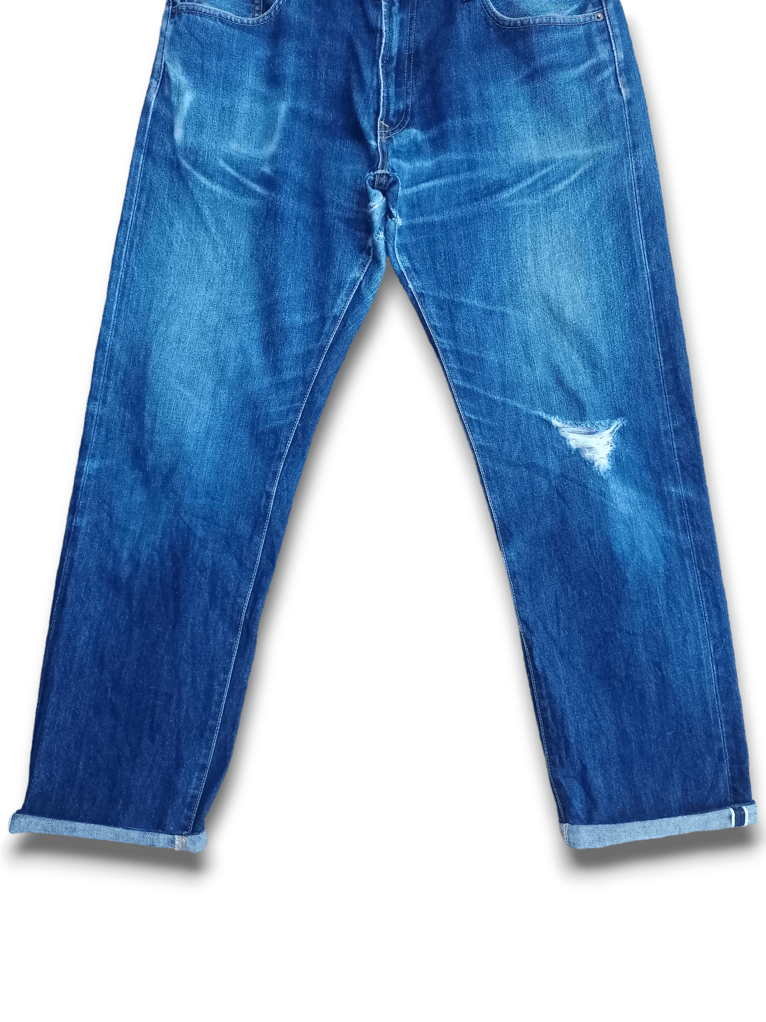 Japanese Brand × Uniqlo Vintage Japanese Uniqlo Selvedge Distressed Loose Jeans Size US 35 - 5 Thumbnail