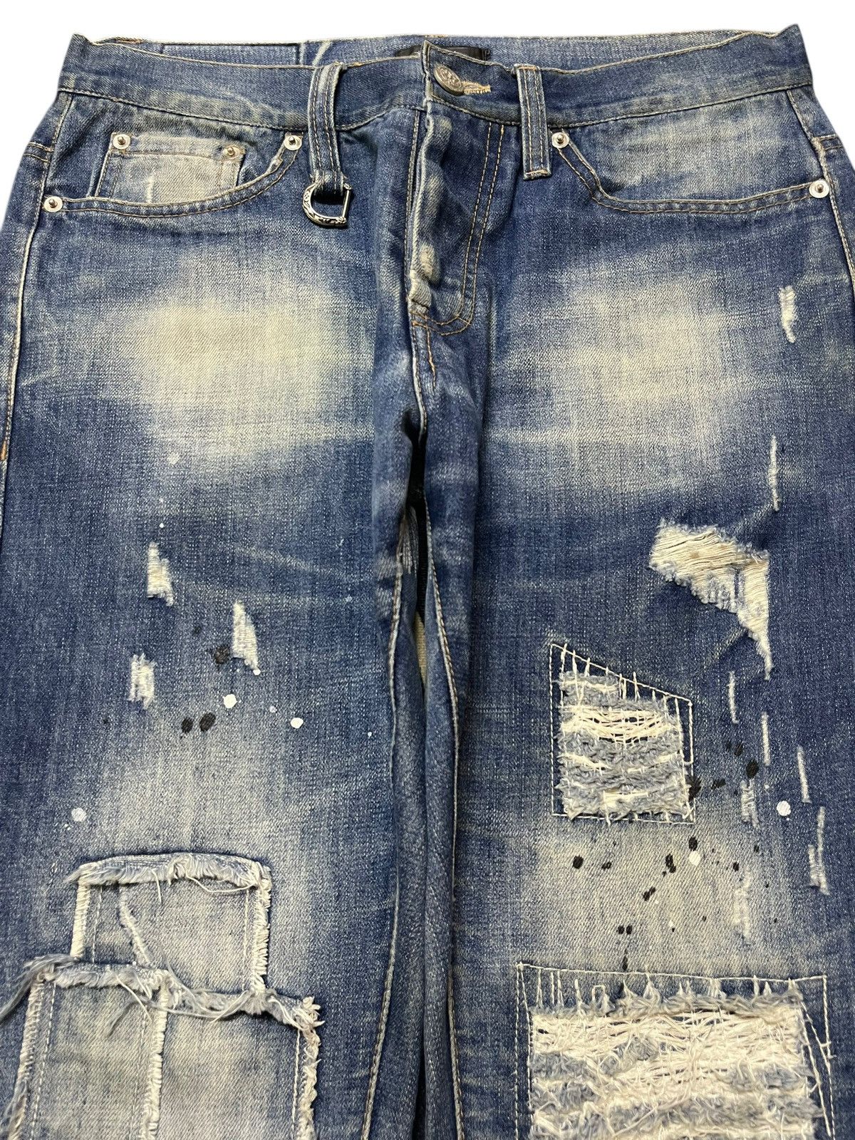 14th Addiction Vintage Japanese Brand Patches Distress Paint Splatter Jeans Size US 31 - 3 Thumbnail
