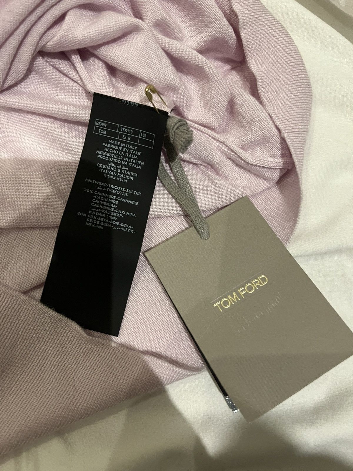 Tom Ford TOM FORD fine-knit 52 Italy 70% Cashmere 30% Silk Pink Size US L / EU 52-54 / 3 - 5 Thumbnail